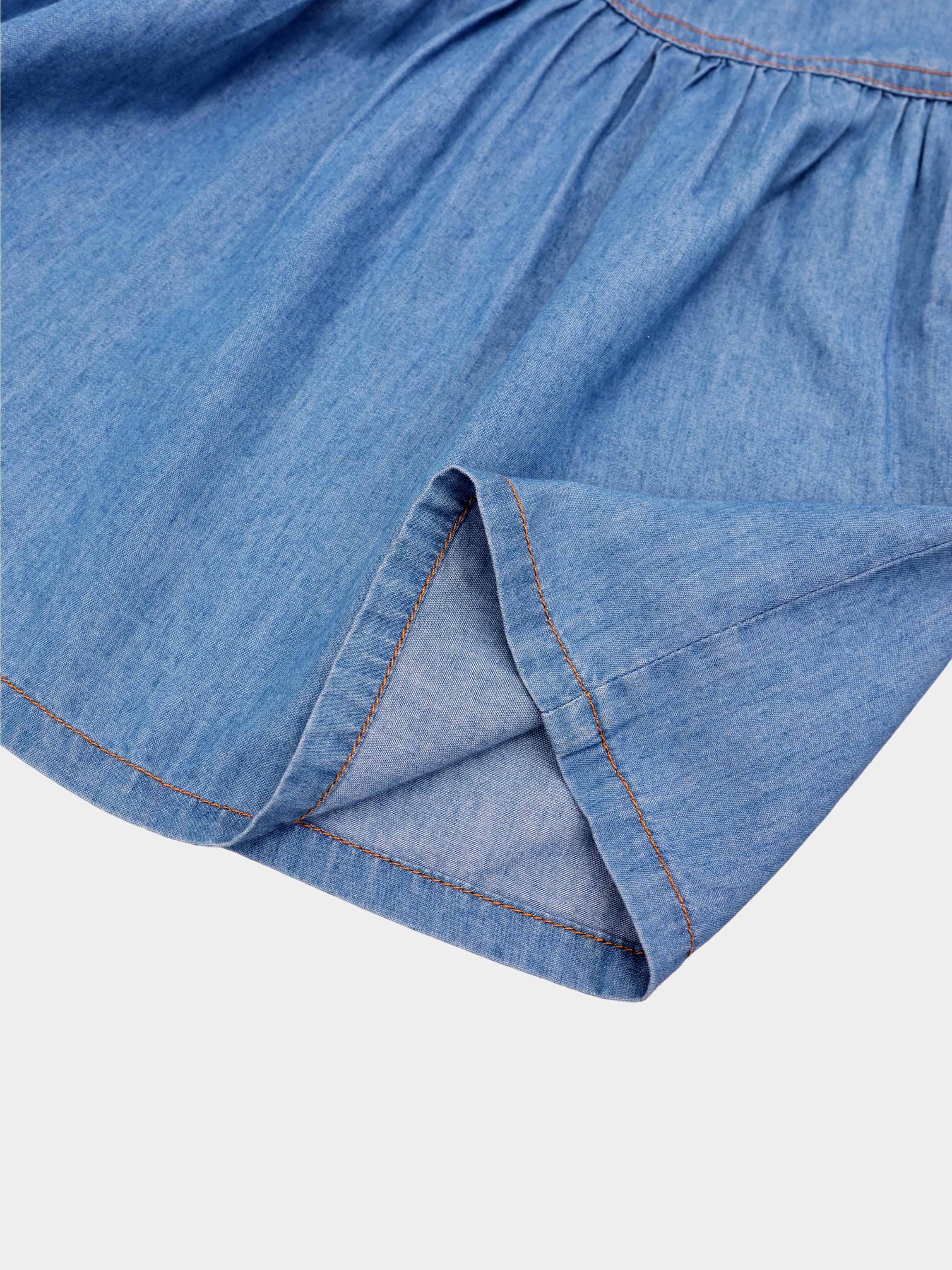 Button Prairie Denim Skirt-Blue