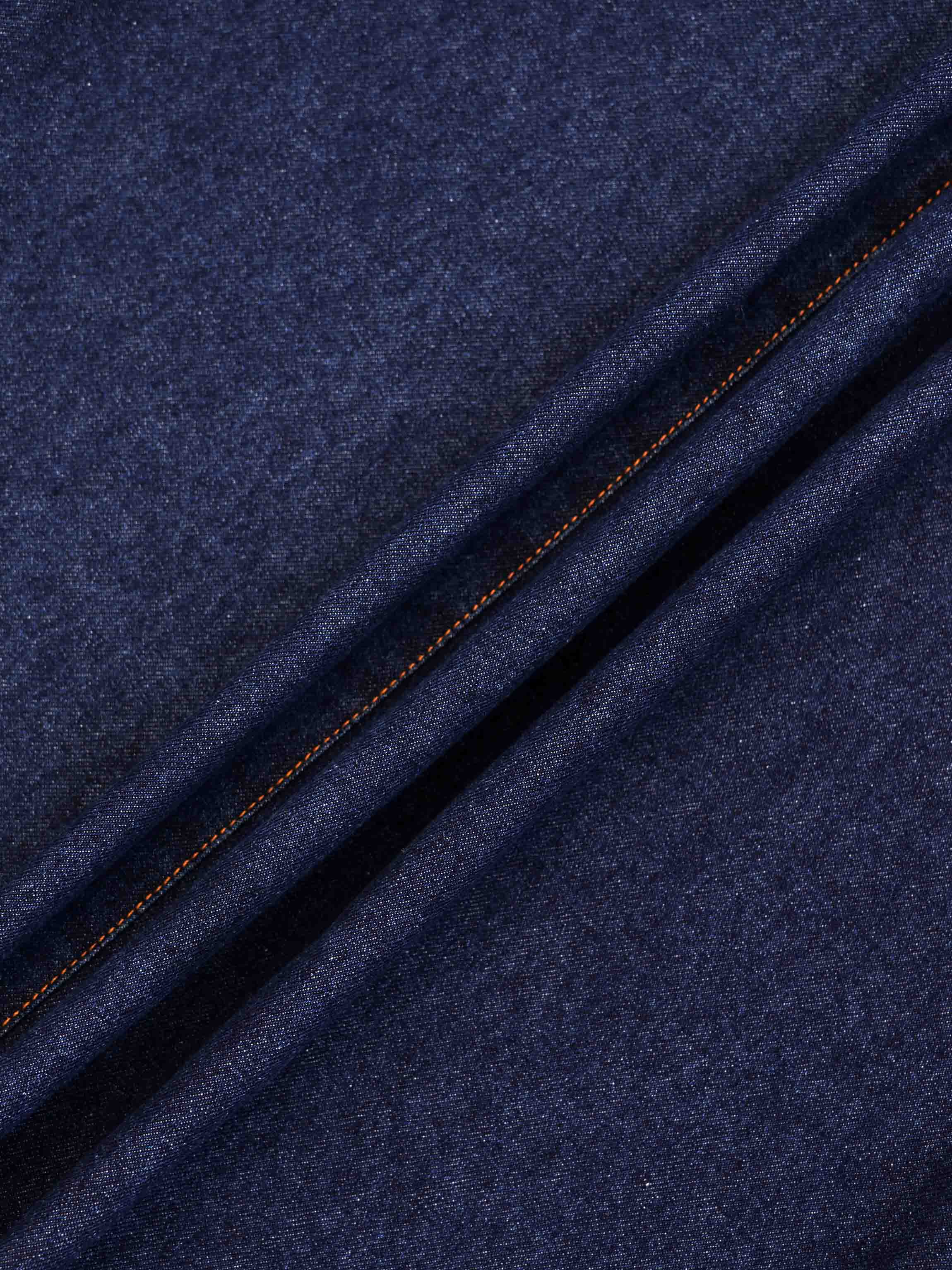 A-Line Seamed Denim Skirt-Blue