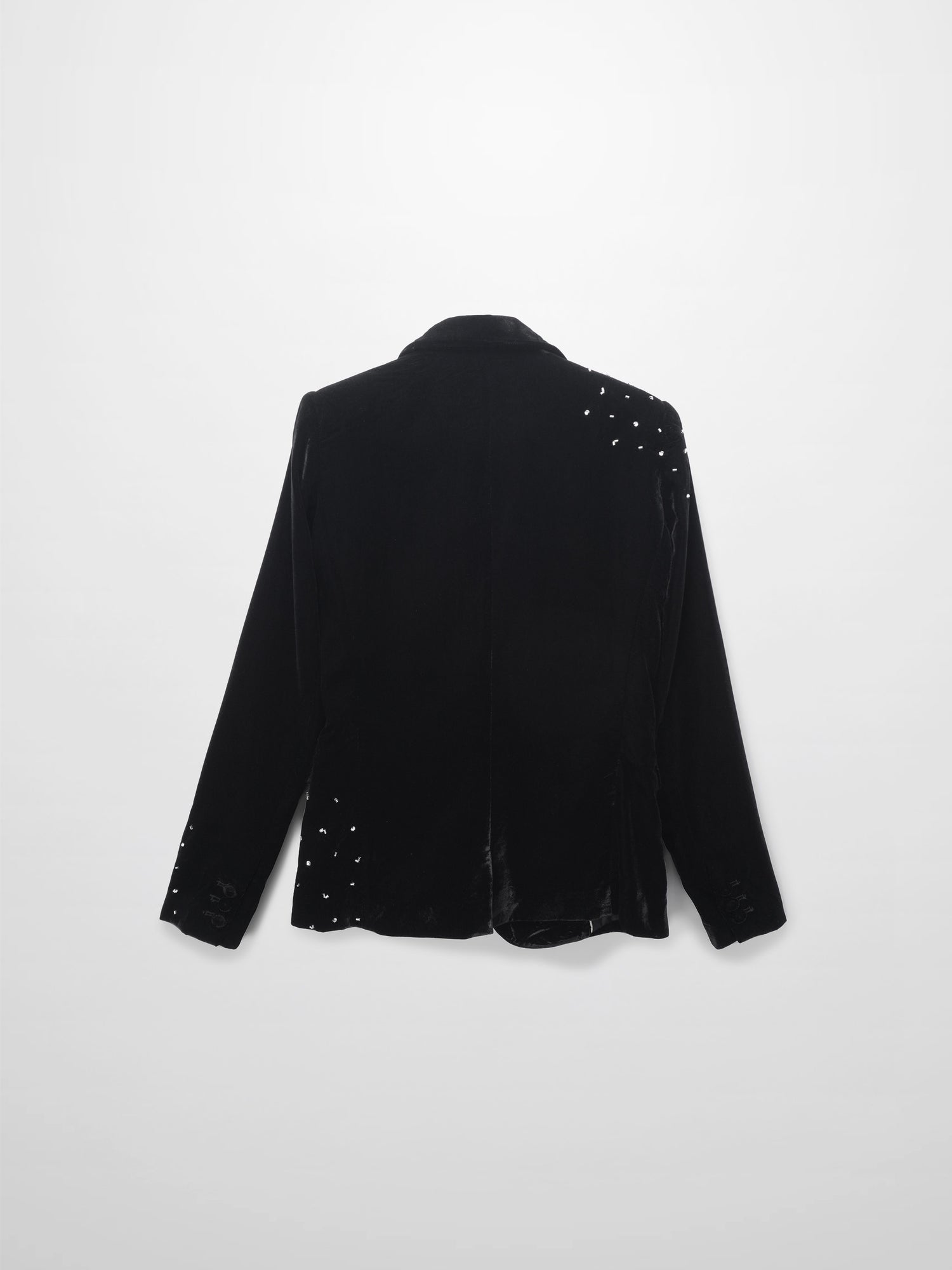 Embellished Velvet Blazer-Black