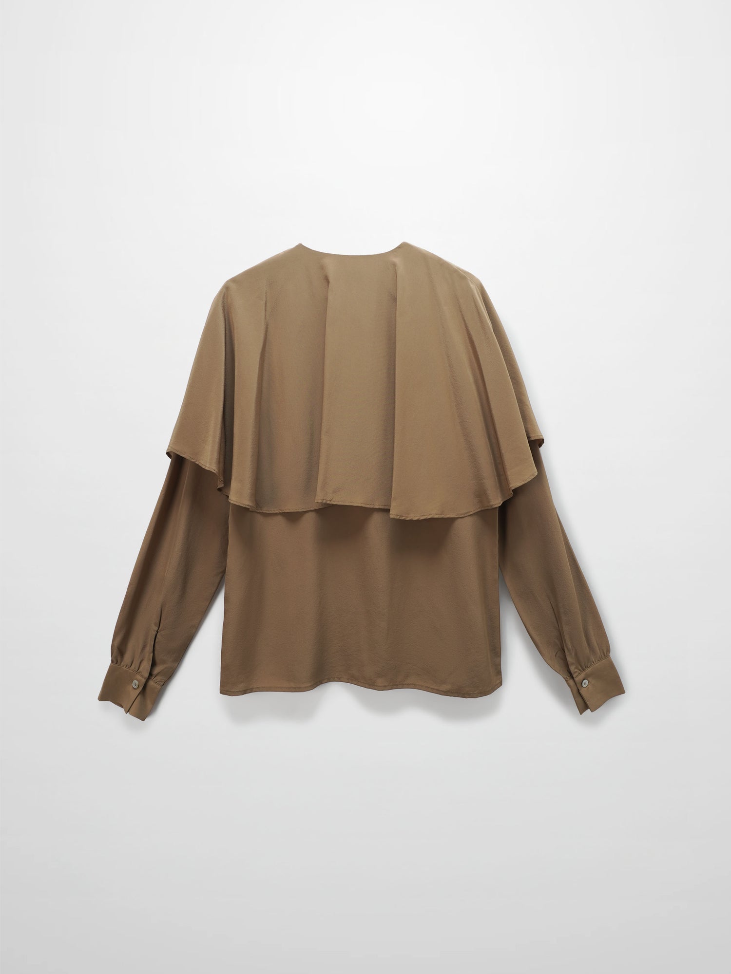 Silk Cape Blouse-Golden Olive