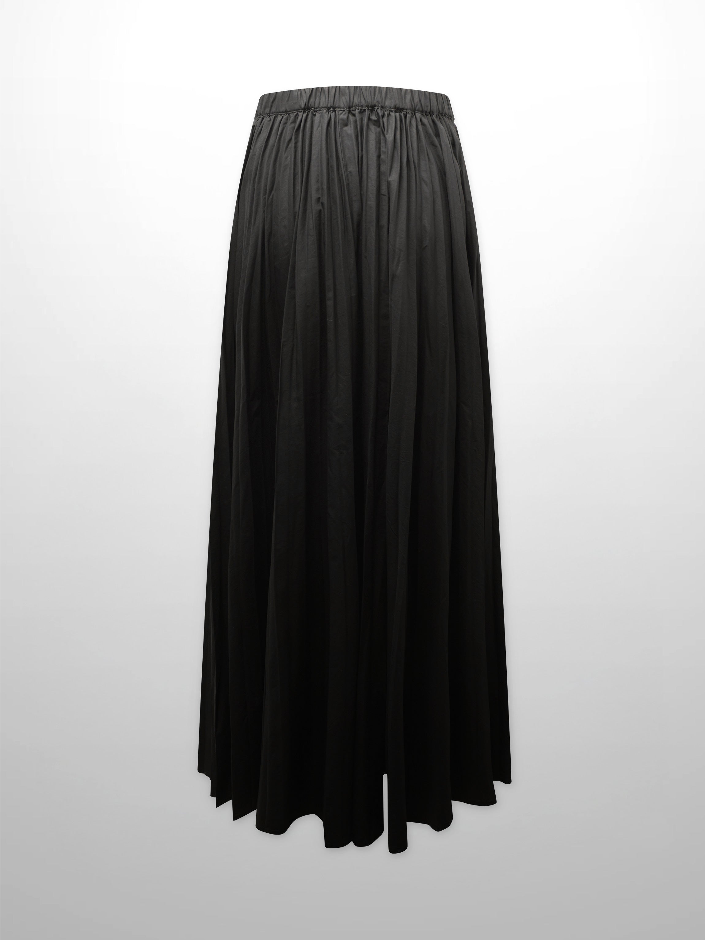 Micro Pleat Elastic Waist Skirt-Black