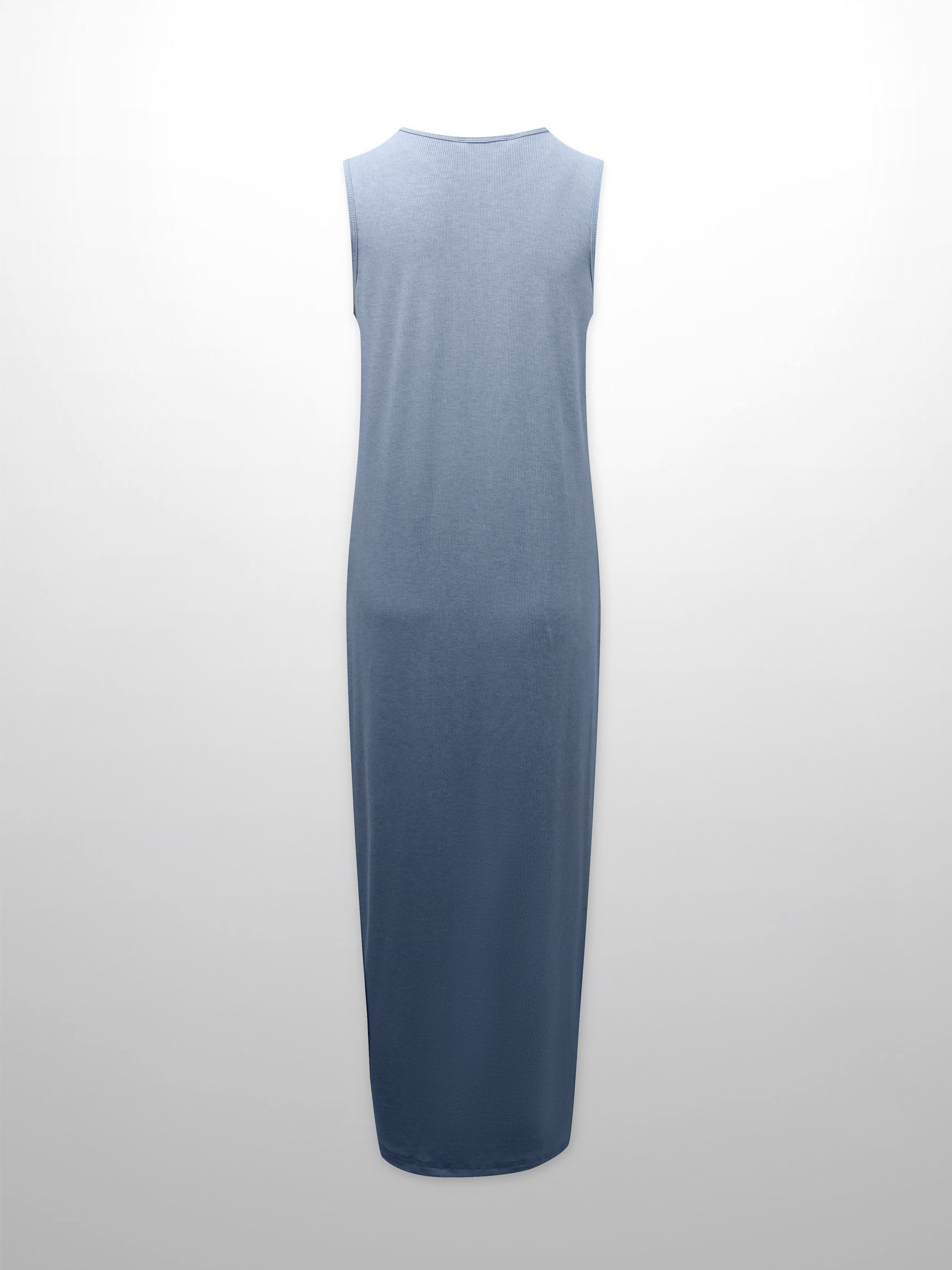 Ribbed Sleeveless Maxi Dress-Heathered Blue