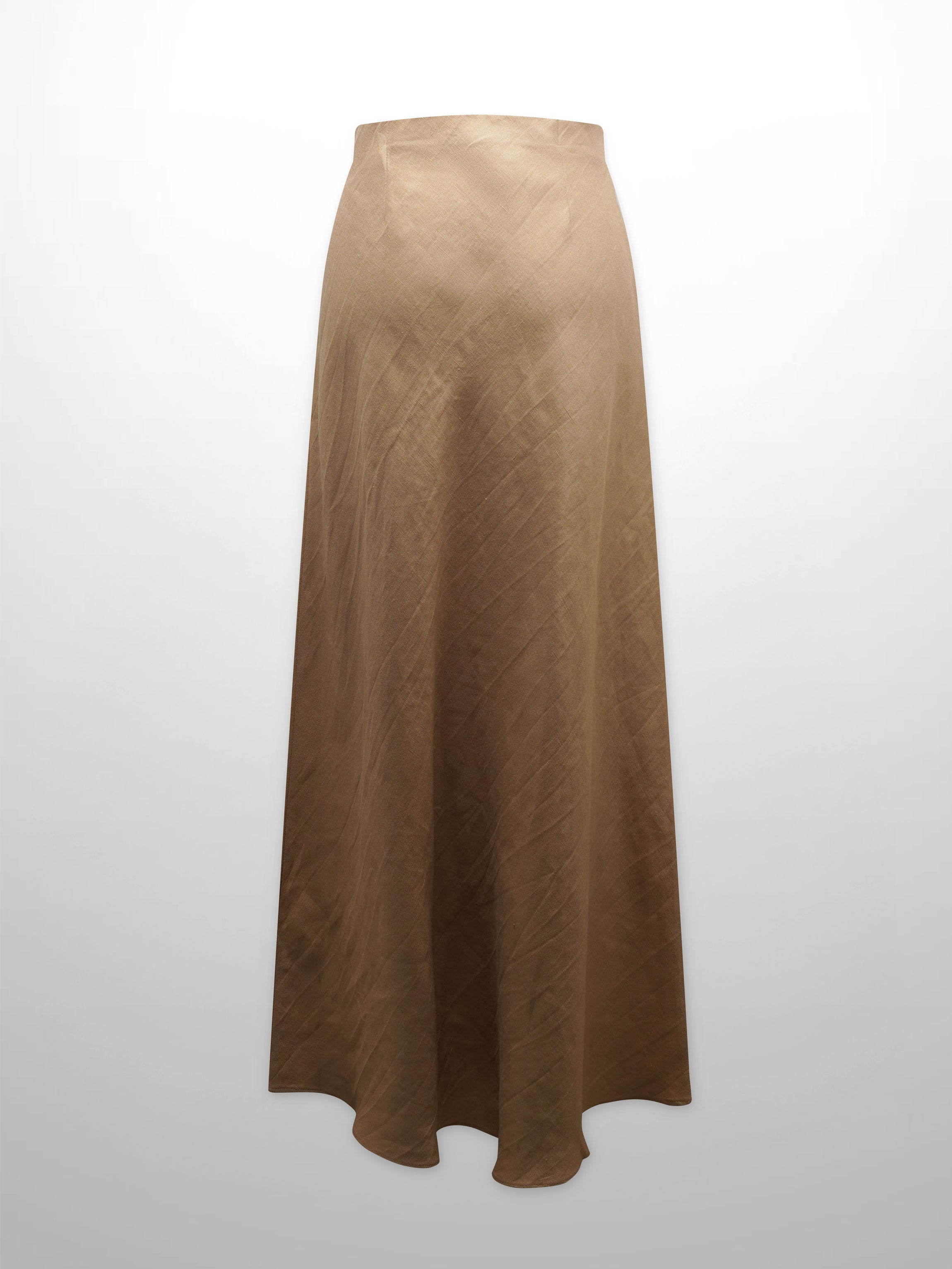 Linen Slip Skirt-Tan