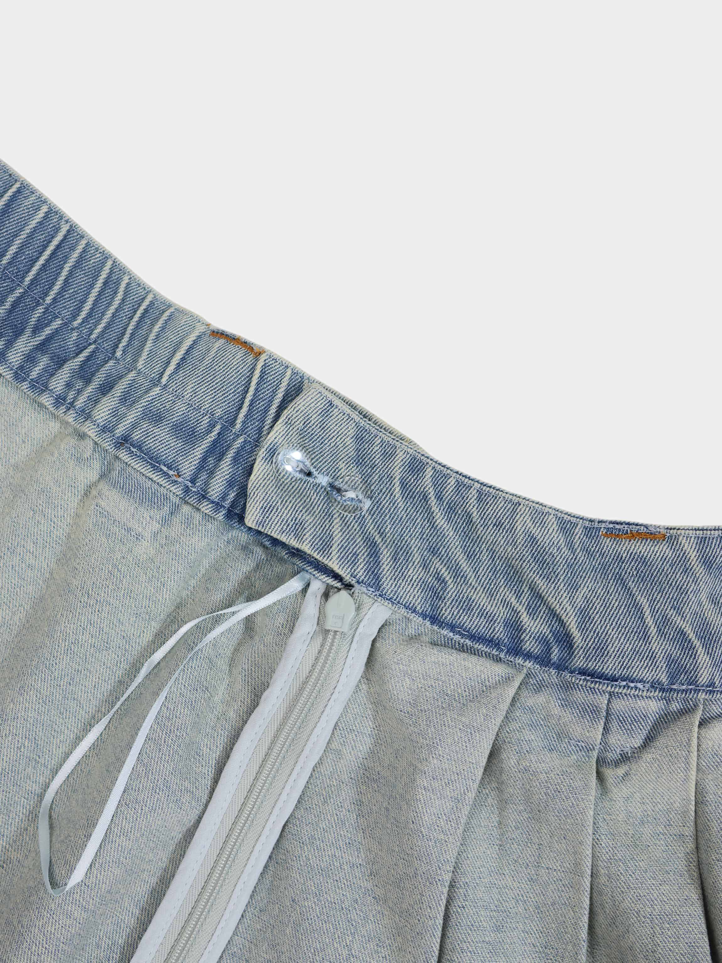Buckle Design Denim Skirt-Blue