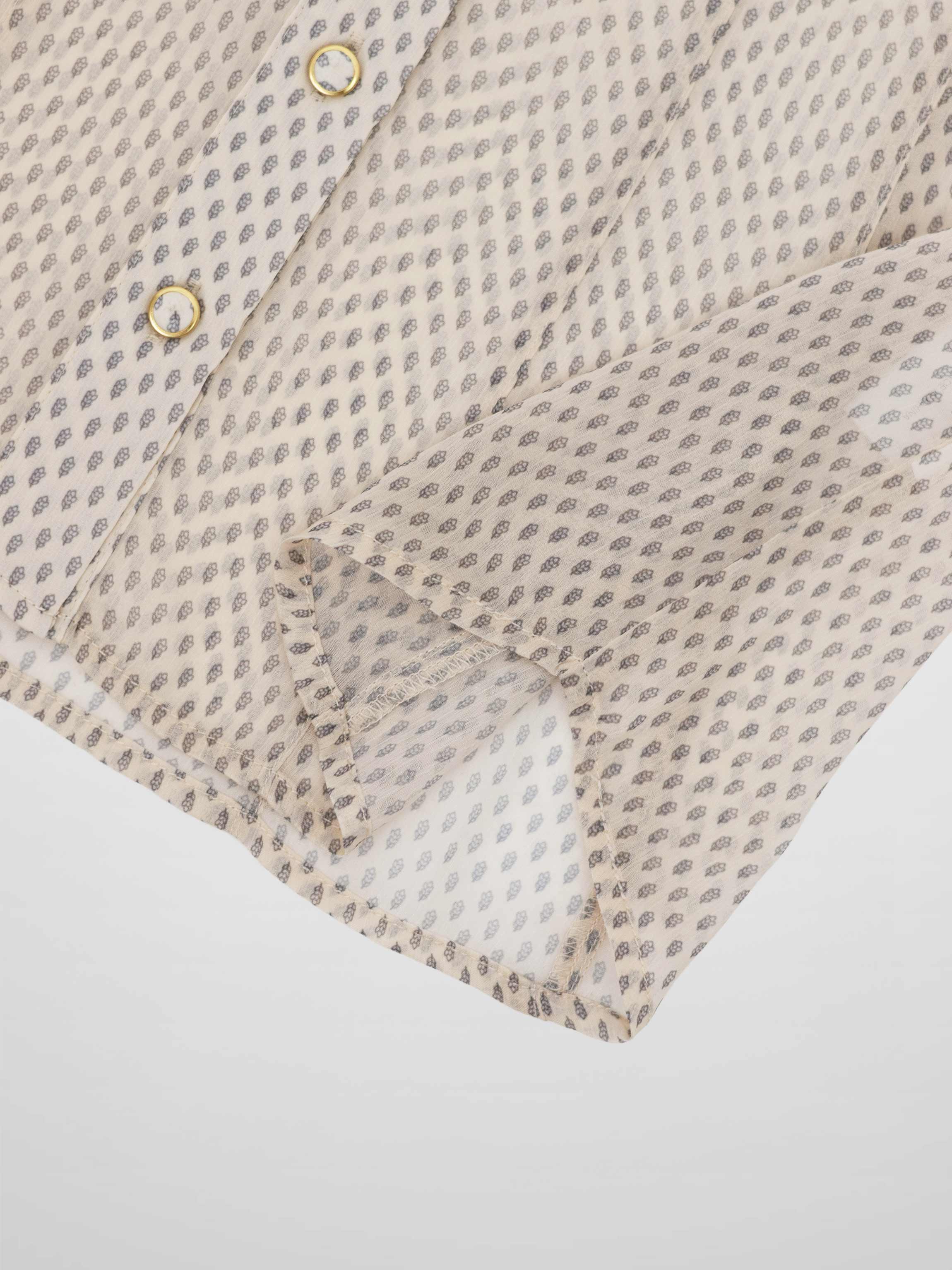 Princess Style Printed Blouse-Cream