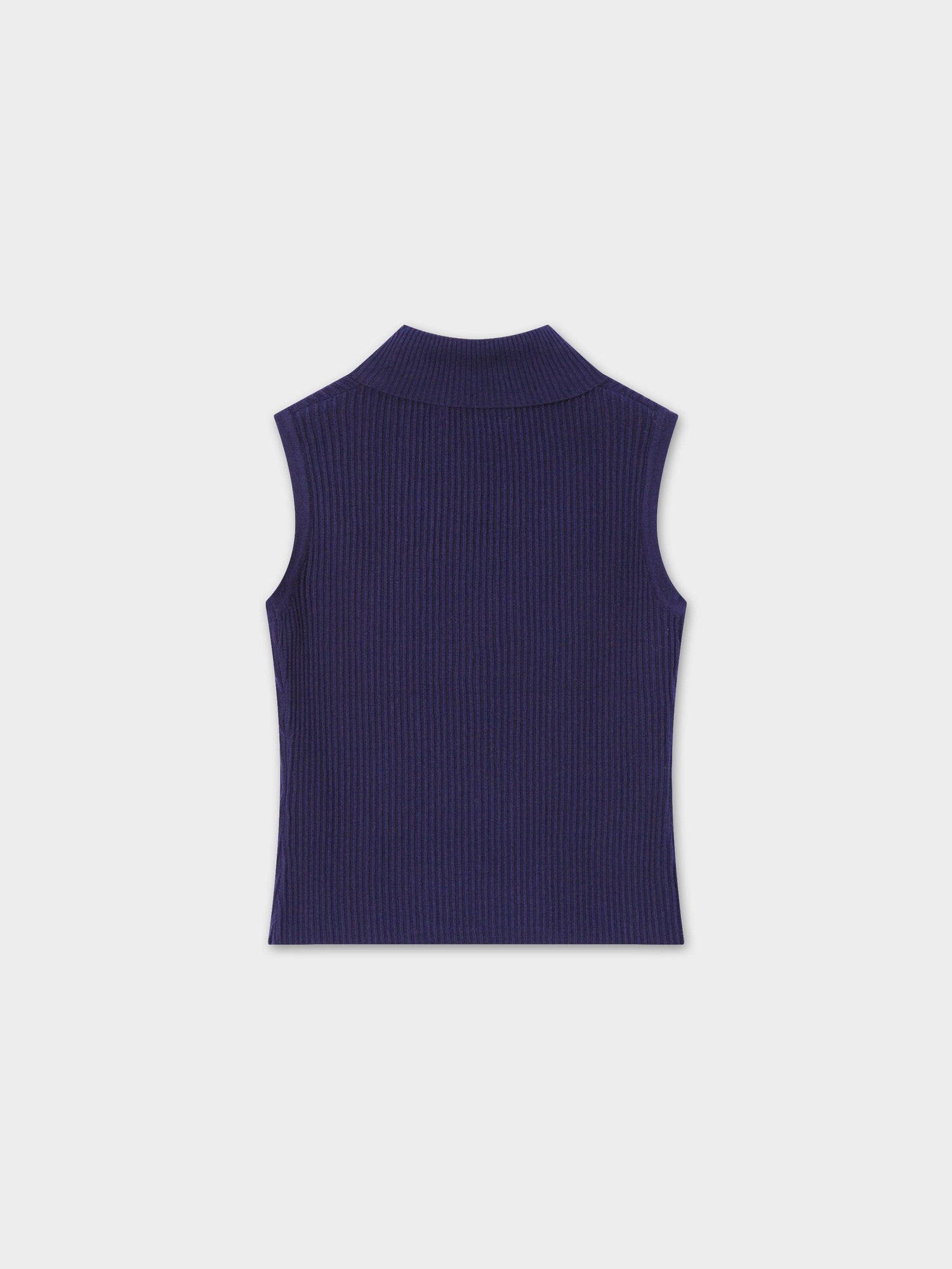 Sleeveless Ribbed Turtleneck-Navy