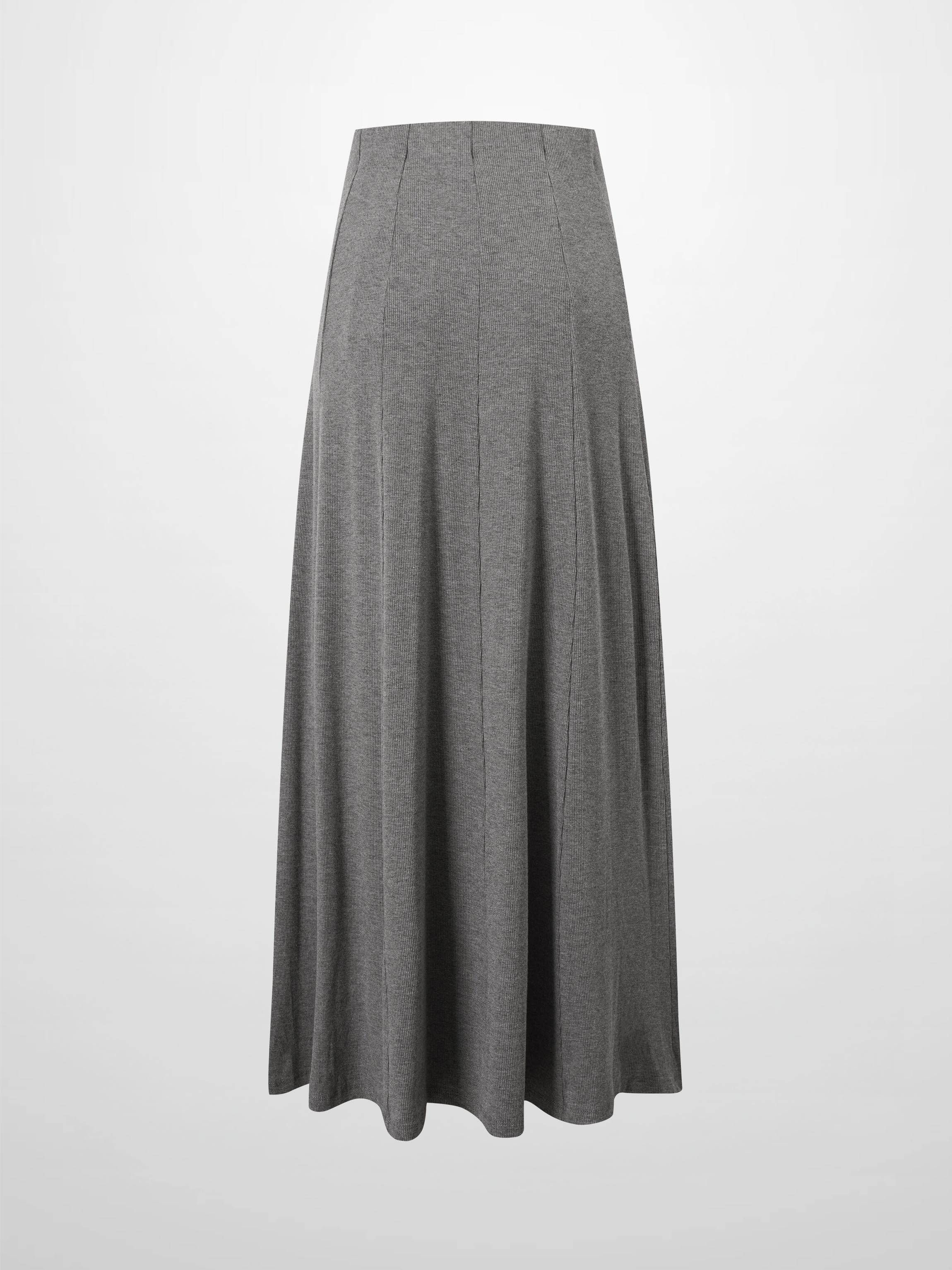Panel Ribbed Skirt-Heathered Grey