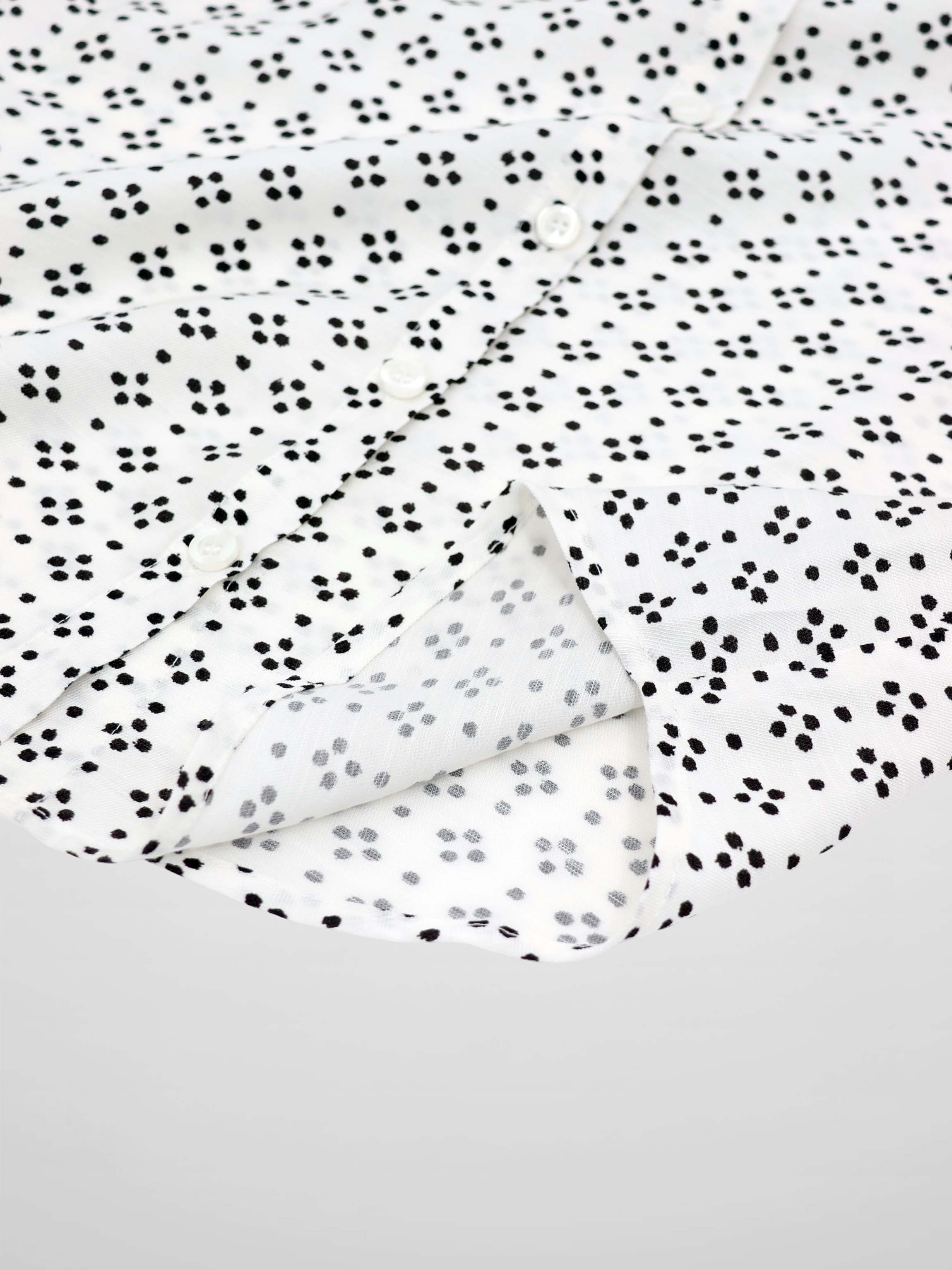 Puff Sleeve Button Down Blouse-Black/White Polka Dot