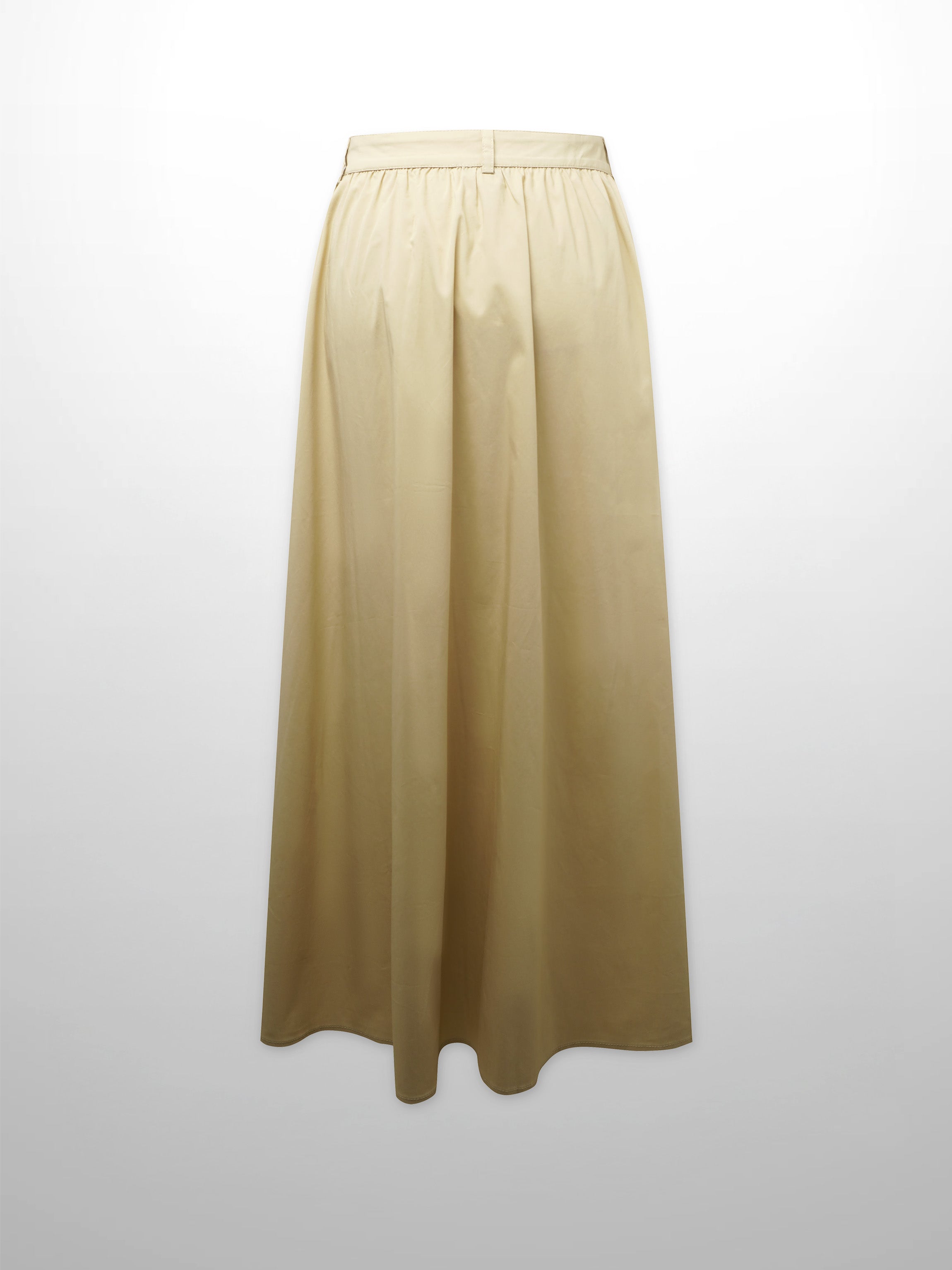 Button Down Cotton Blend Skirt-Tan
