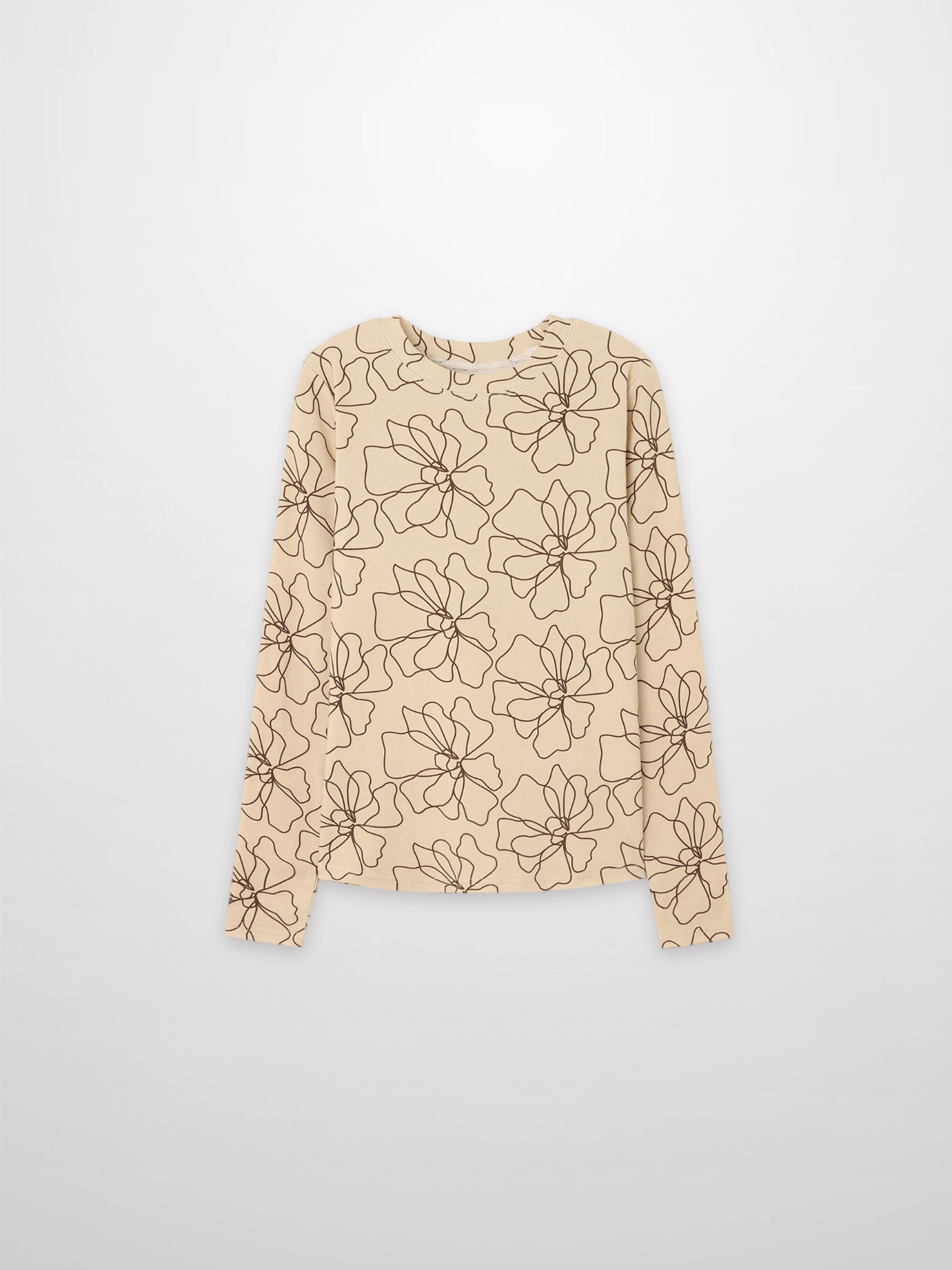 Basic Printed T-shirt-Tan/Brown Floral