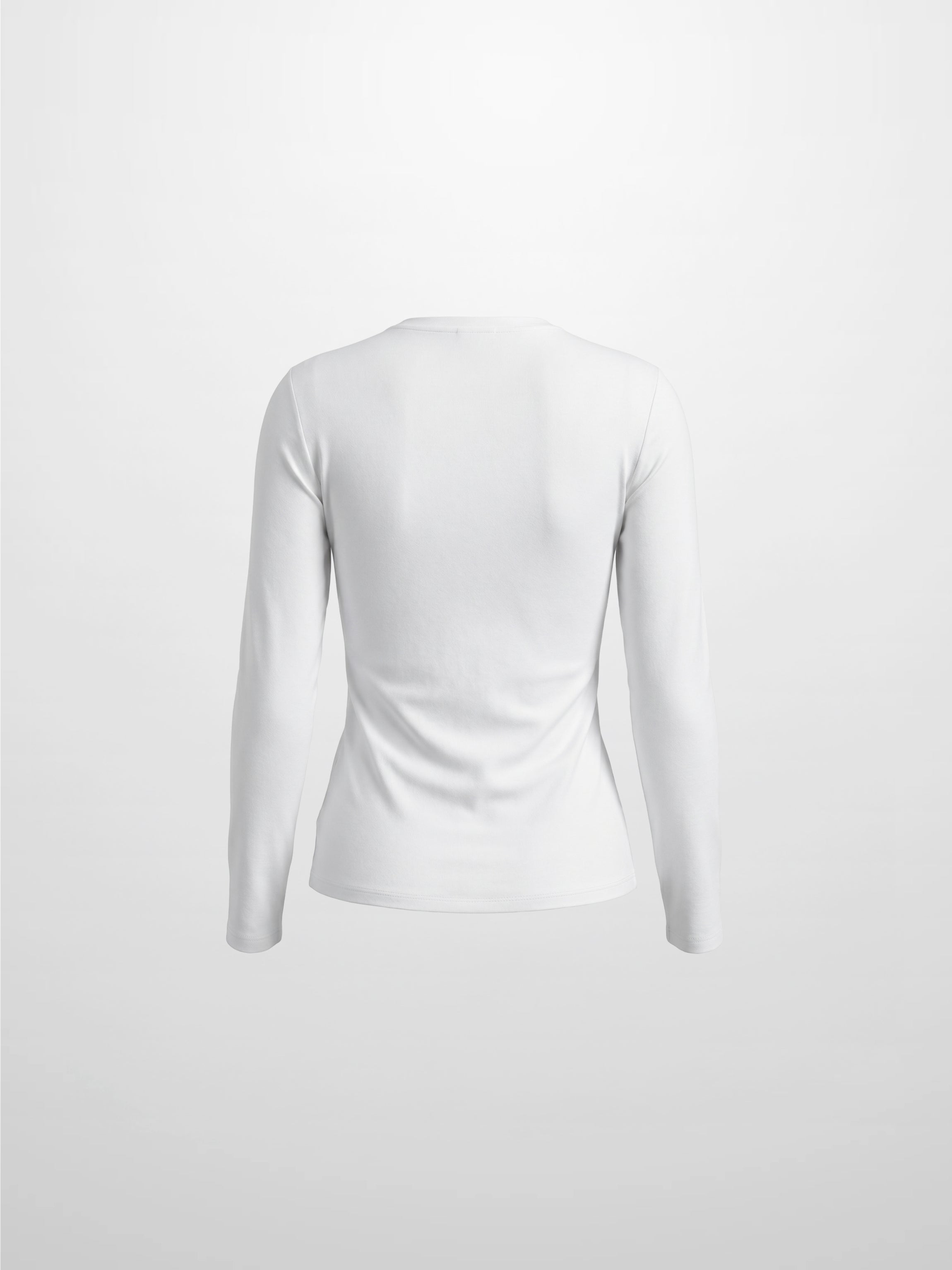 Center Seam High V Tee-White