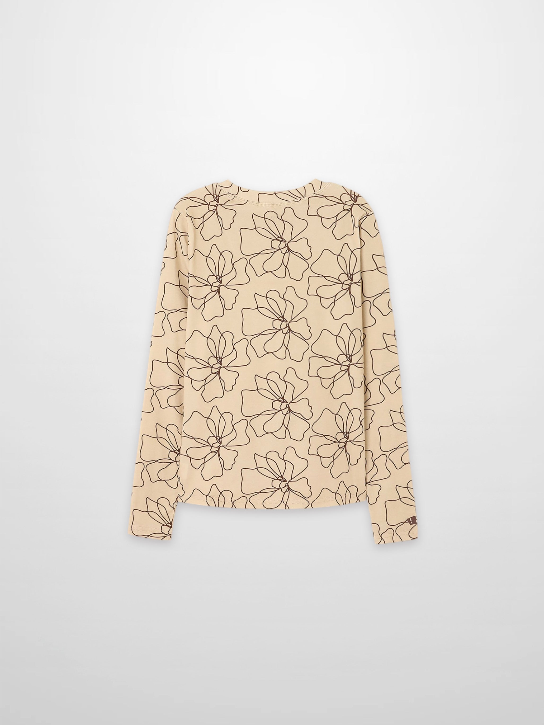 Basic Printed T-shirt-Tan/Brown Floral