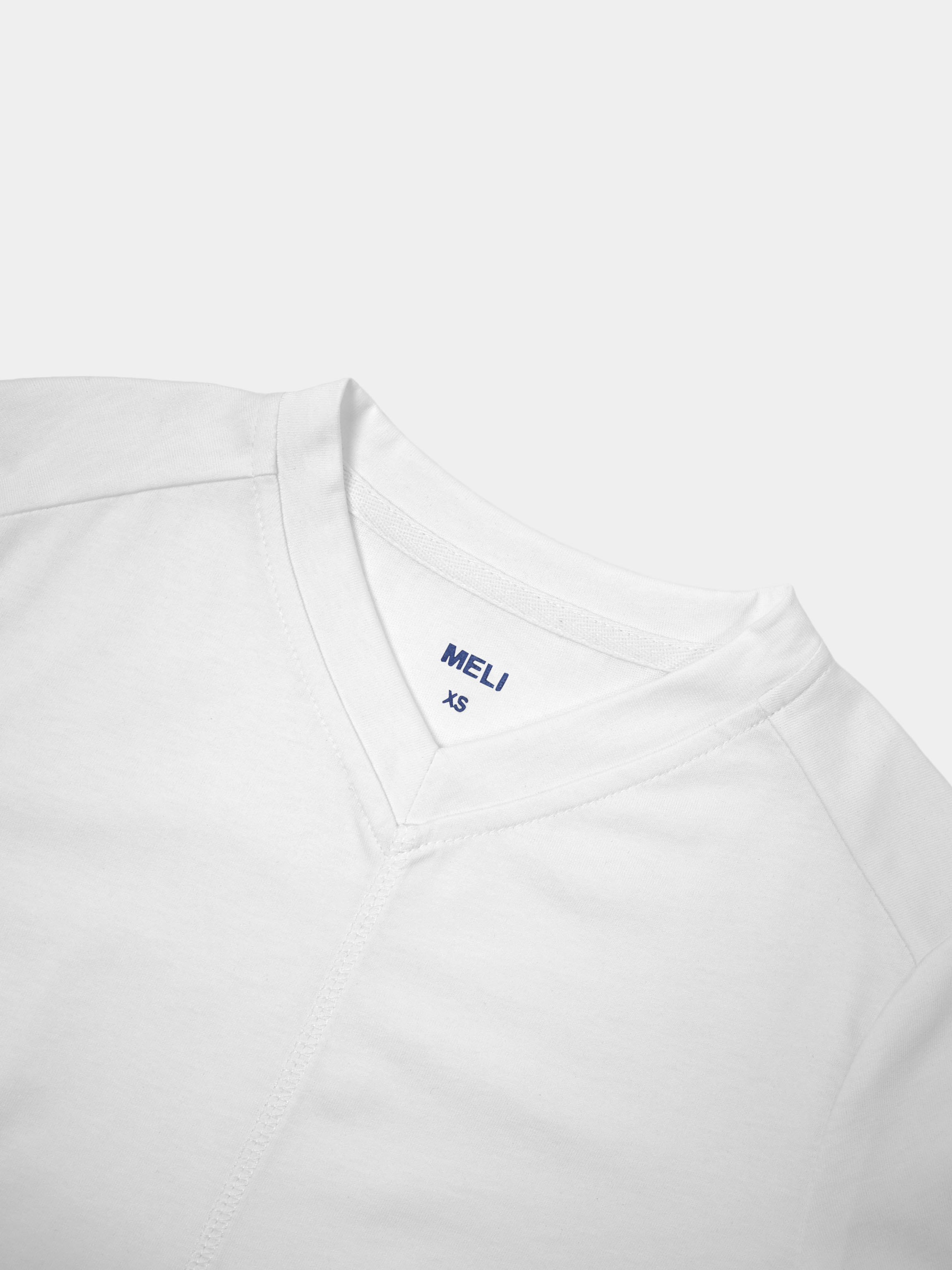 Center Seam High V Tee-White