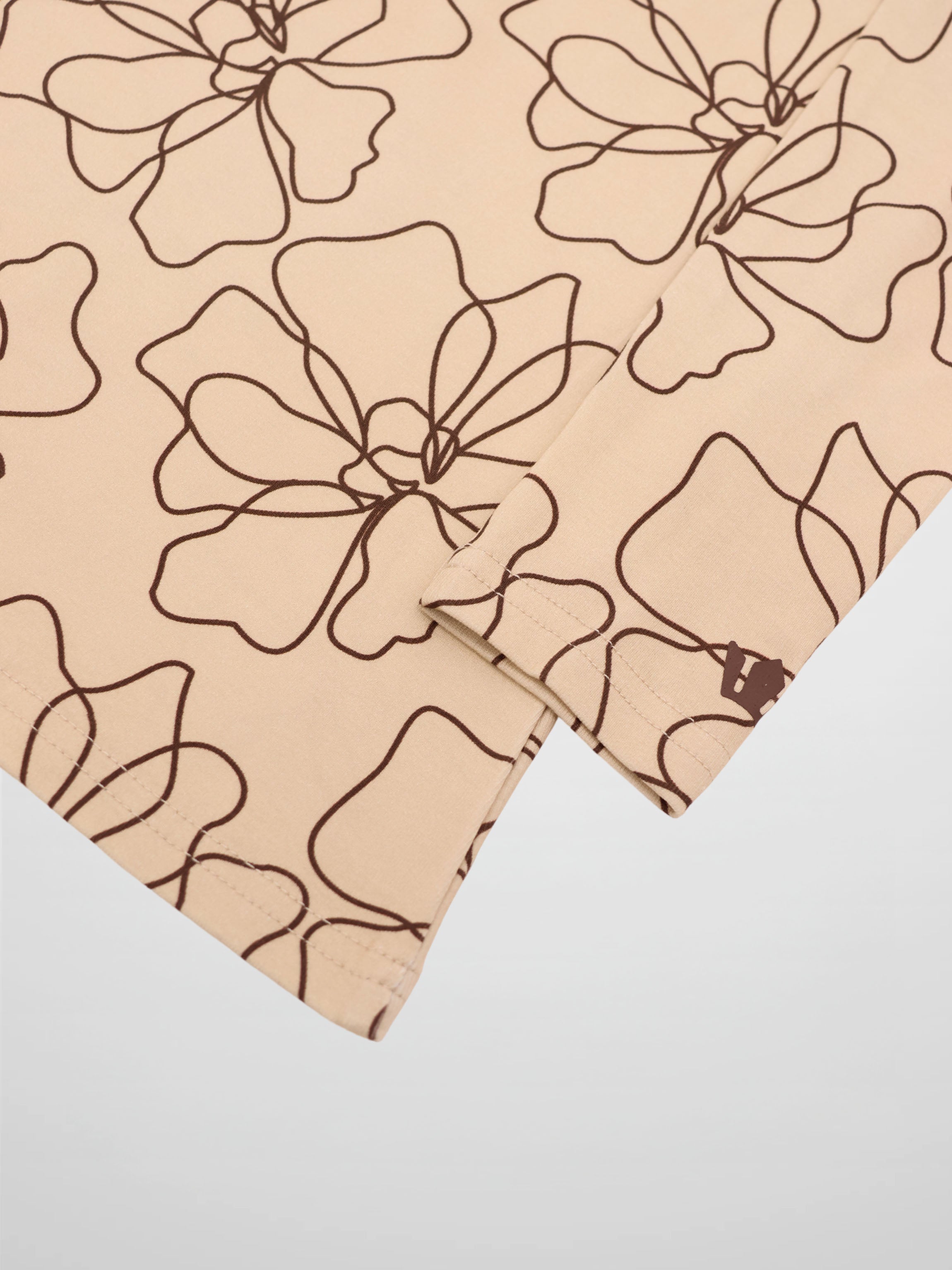 Basic Printed T-shirt-Tan/Brown Floral