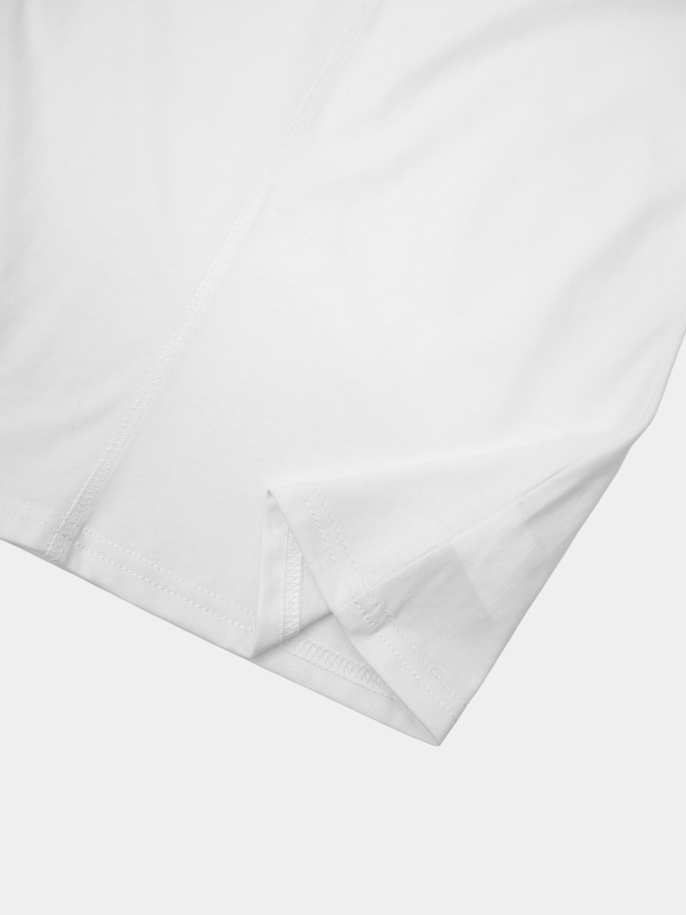 Center Seam High V Tee-White
