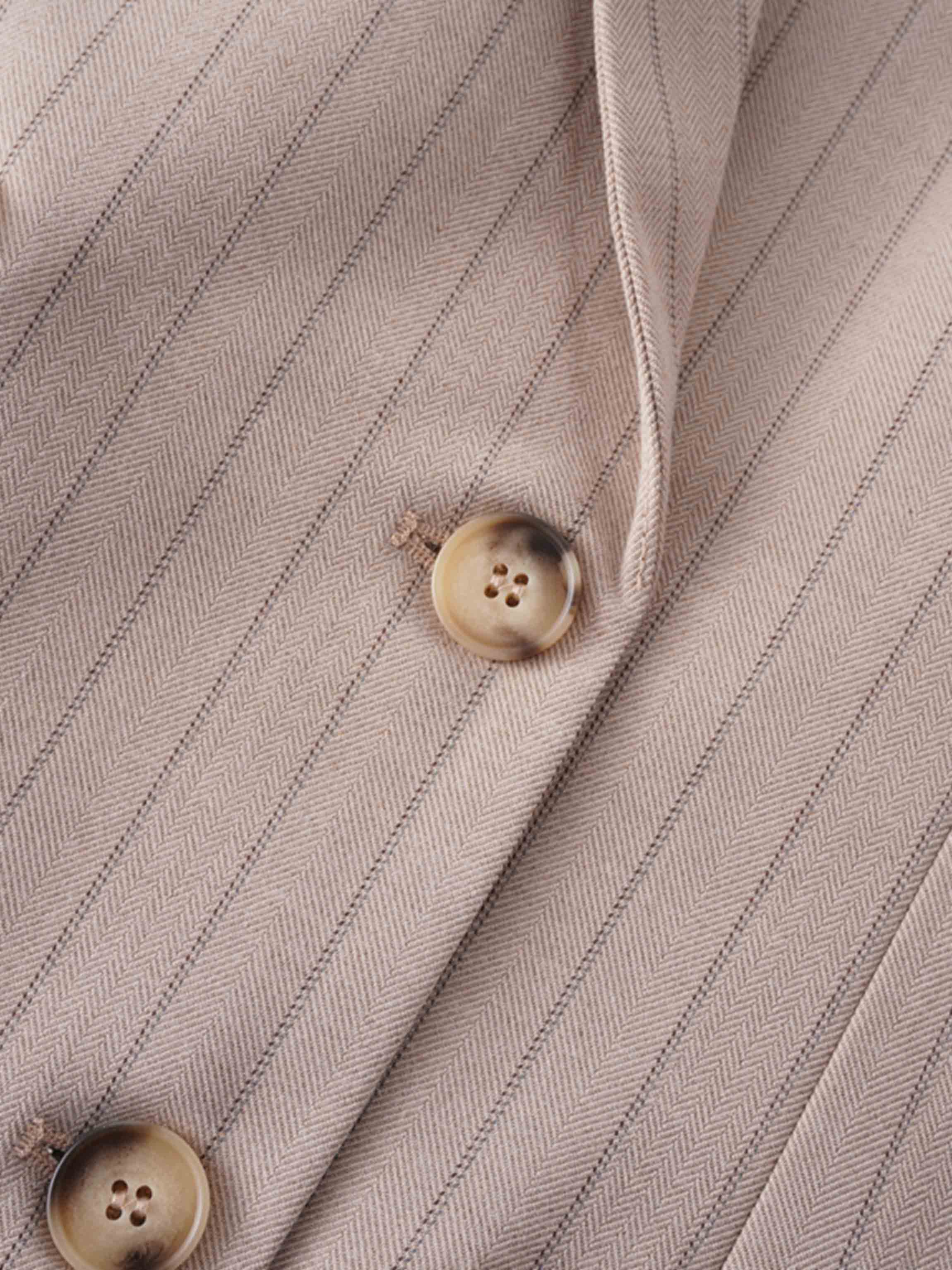 Double Breasted Pinstripe Jacket-Brown