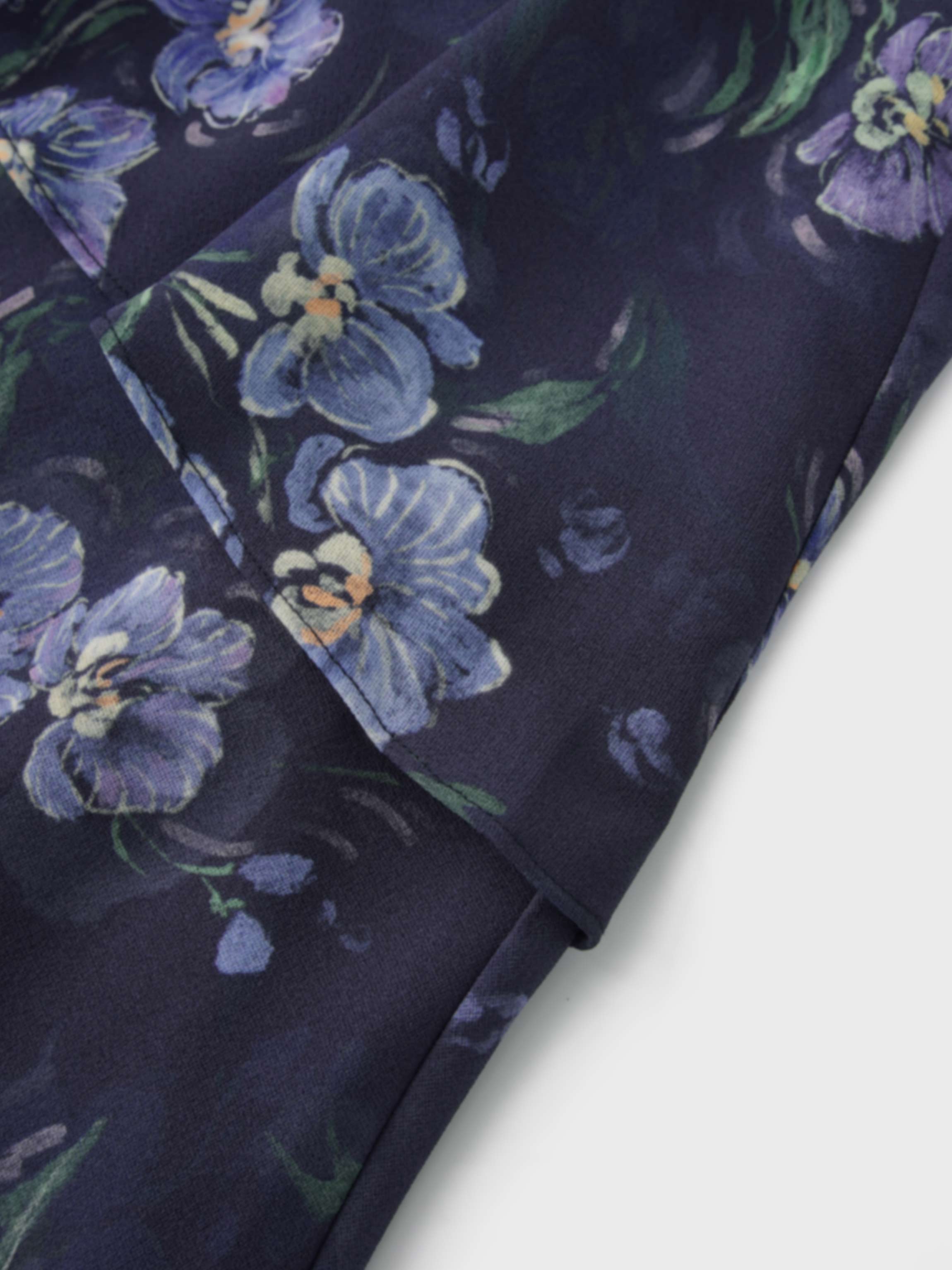 Asymmetrical Ruffle Skirt-Blue Floral