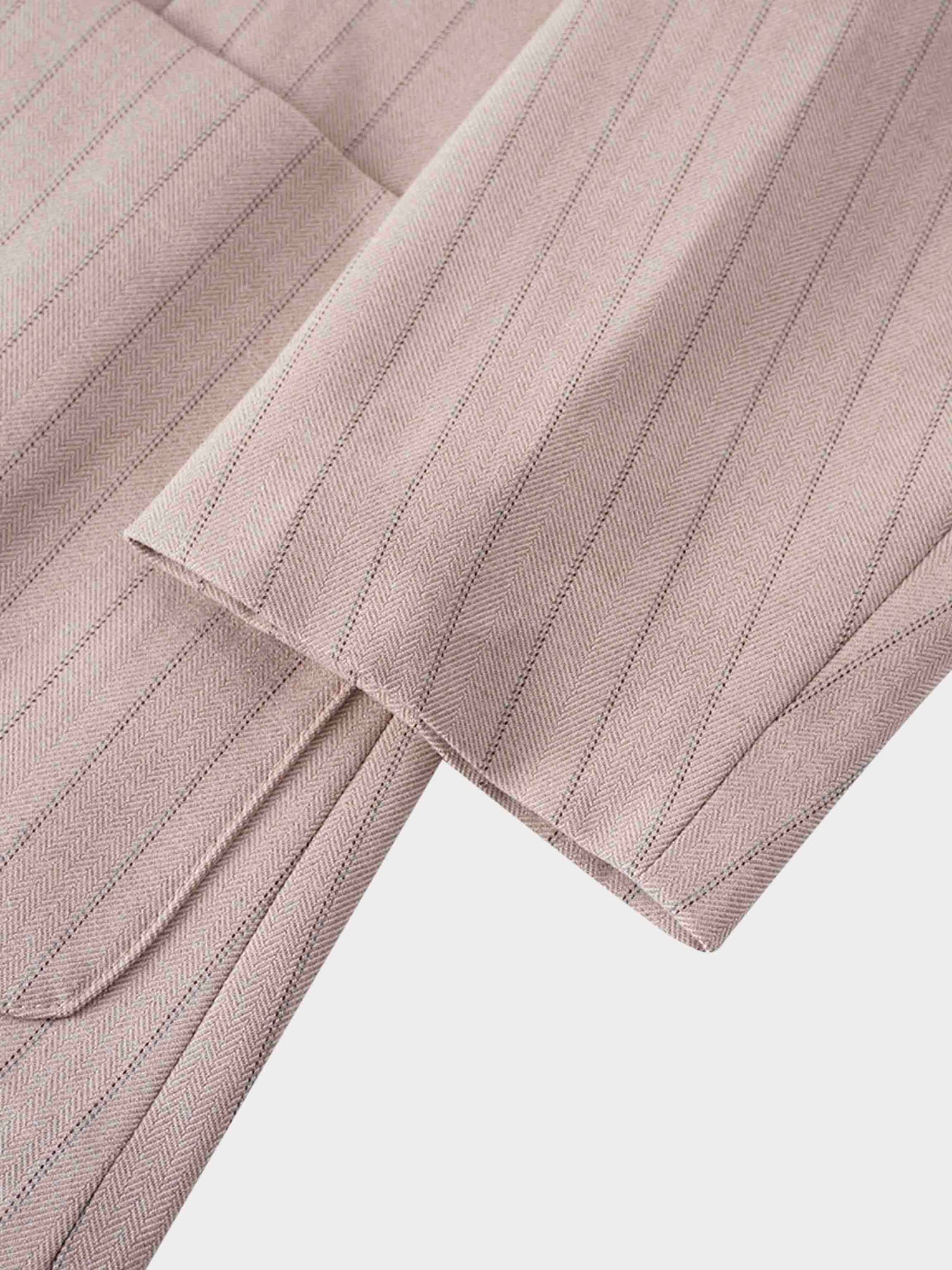 Double Breasted Pinstripe Jacket-Brown