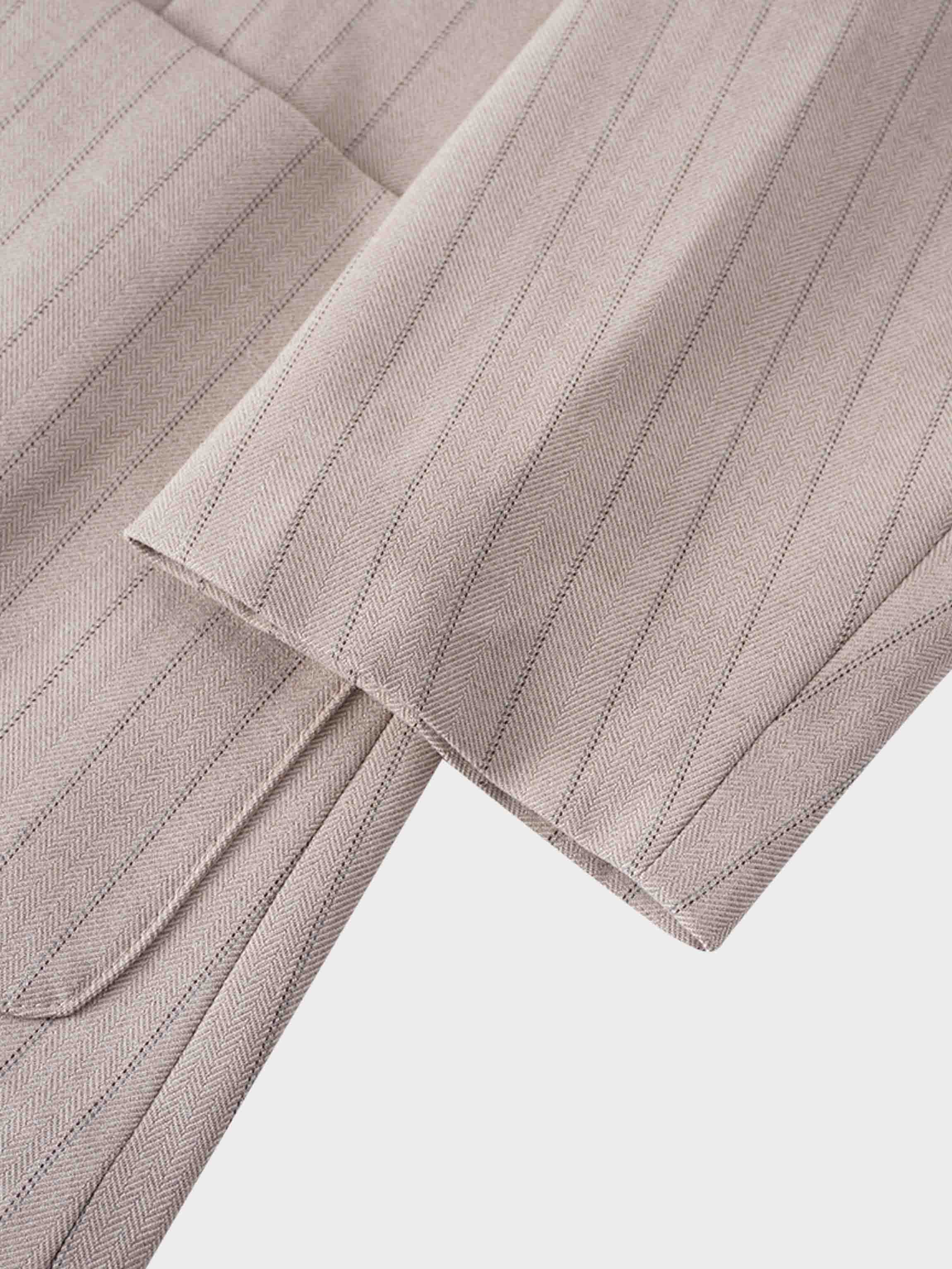 Double Breasted Pinstripe Jacket-Brown