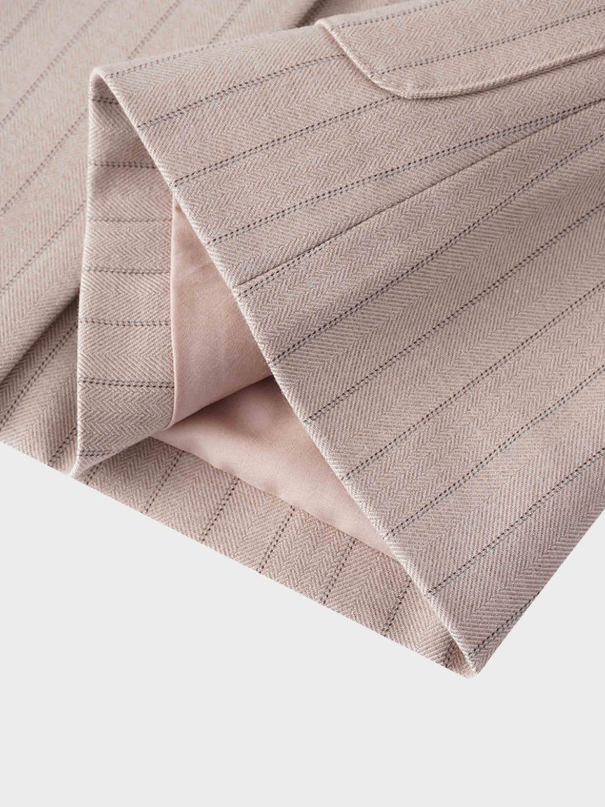 Double Breasted Pinstripe Jacket-Brown