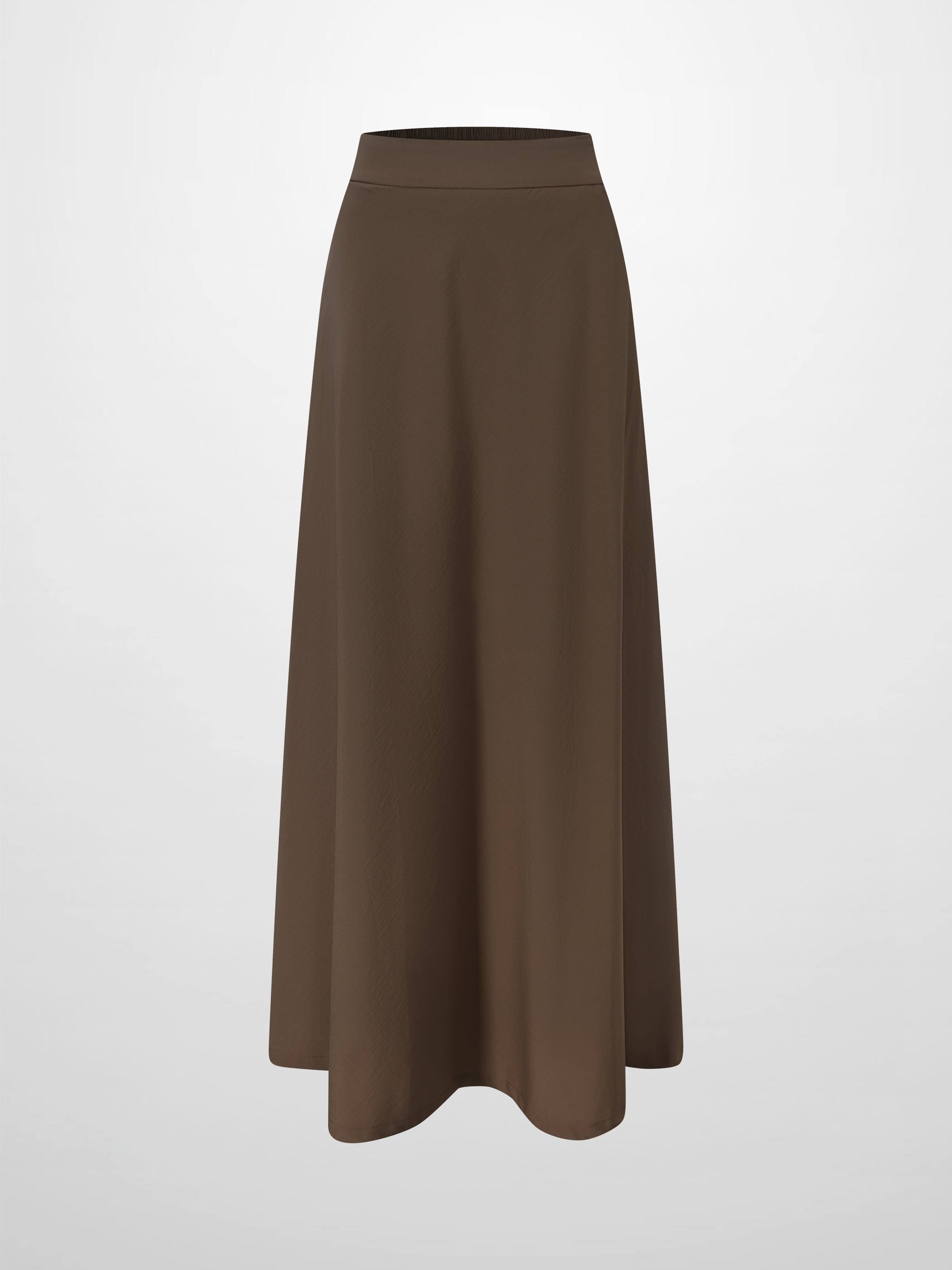 Elastic Back Maxi Cotton Blend Skirt-Mocha Mousse