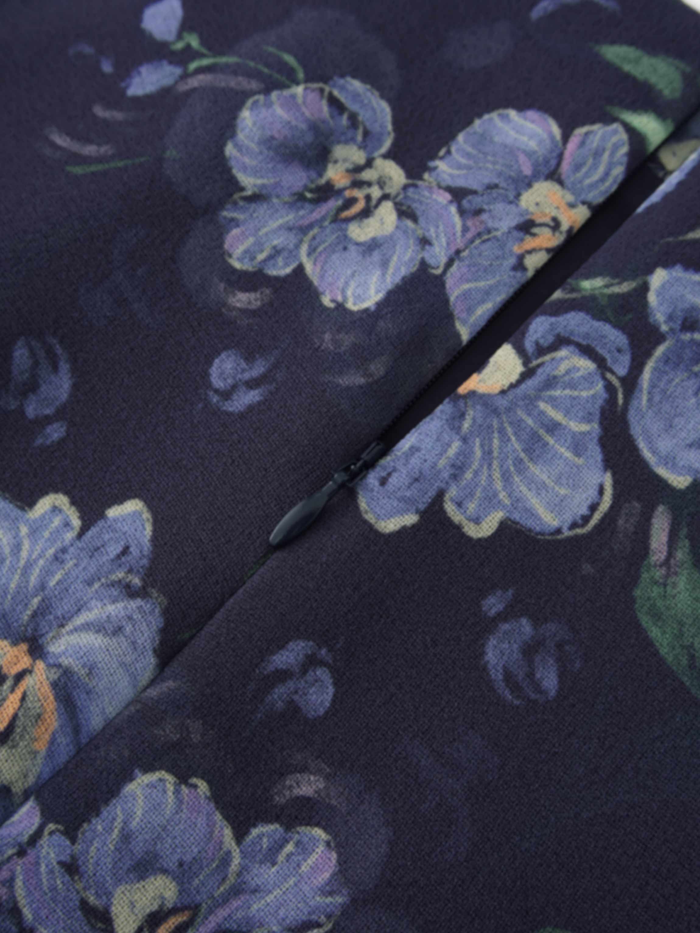 Asymmetrical Ruffle Skirt-Blue Floral