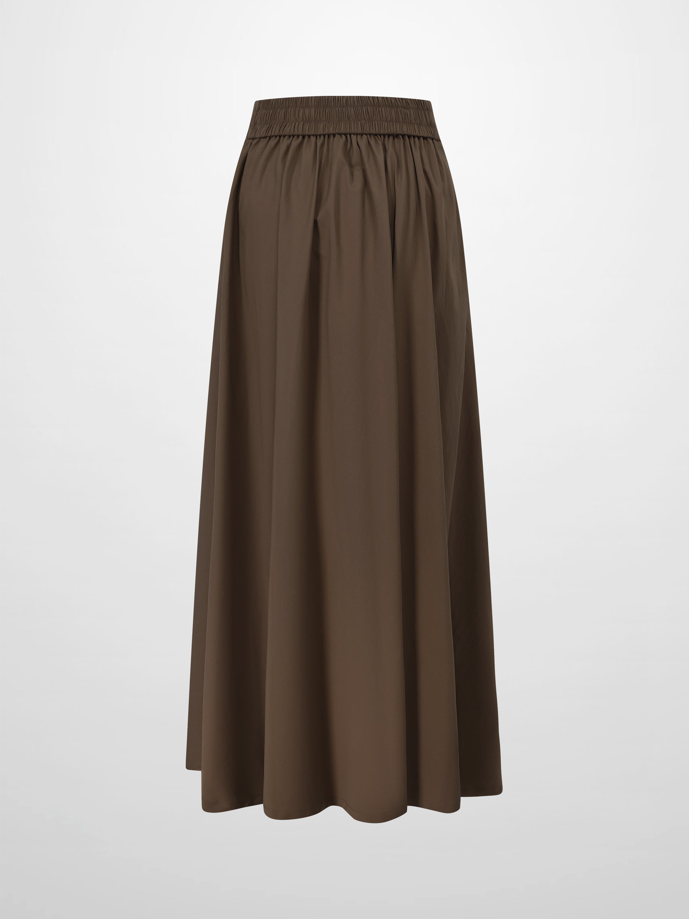 Elastic Back Maxi Cotton Blend Skirt-Mocha Mousse
