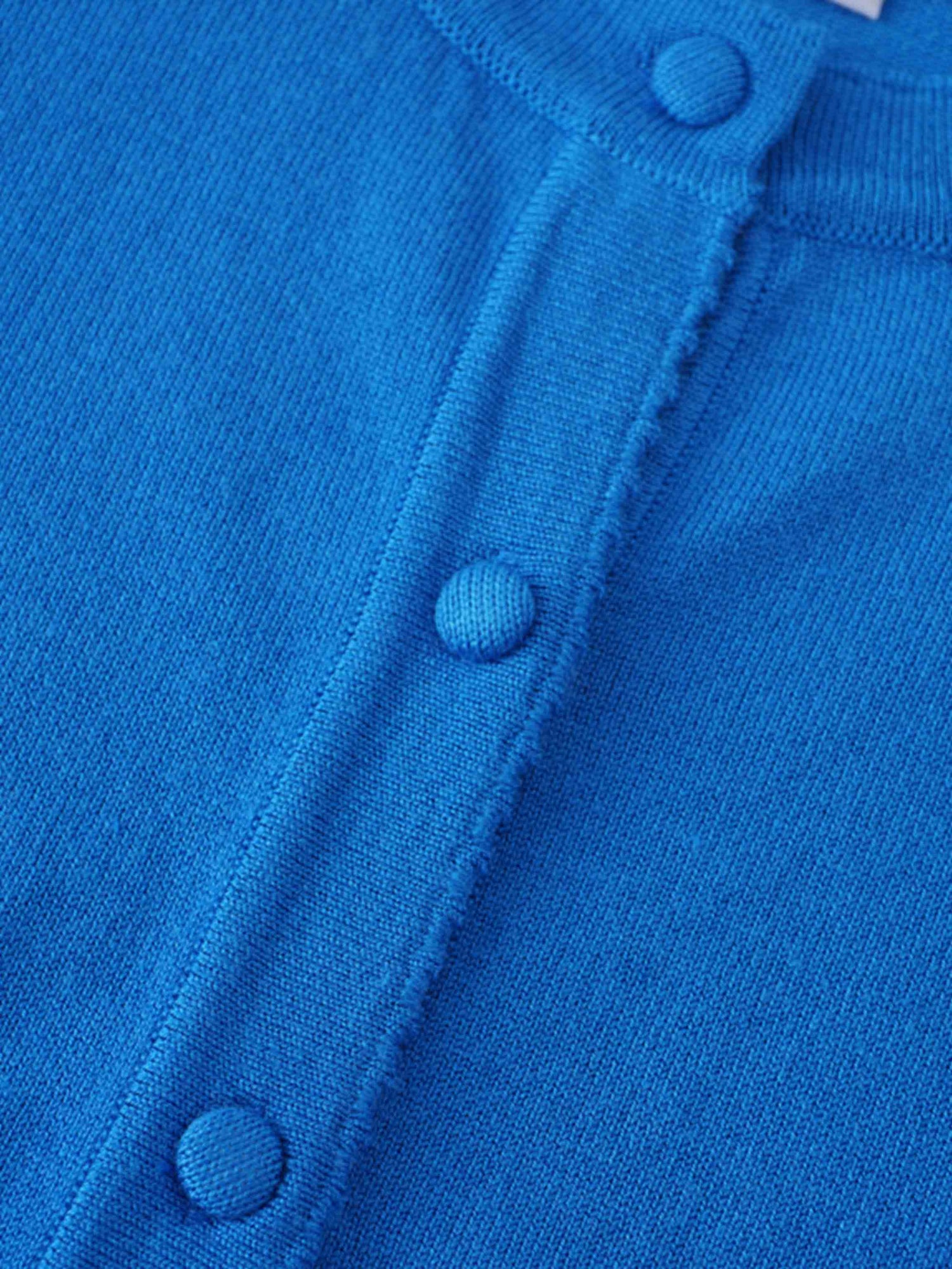 Trim Detail Crew Crop Cardigan-Bright Blue