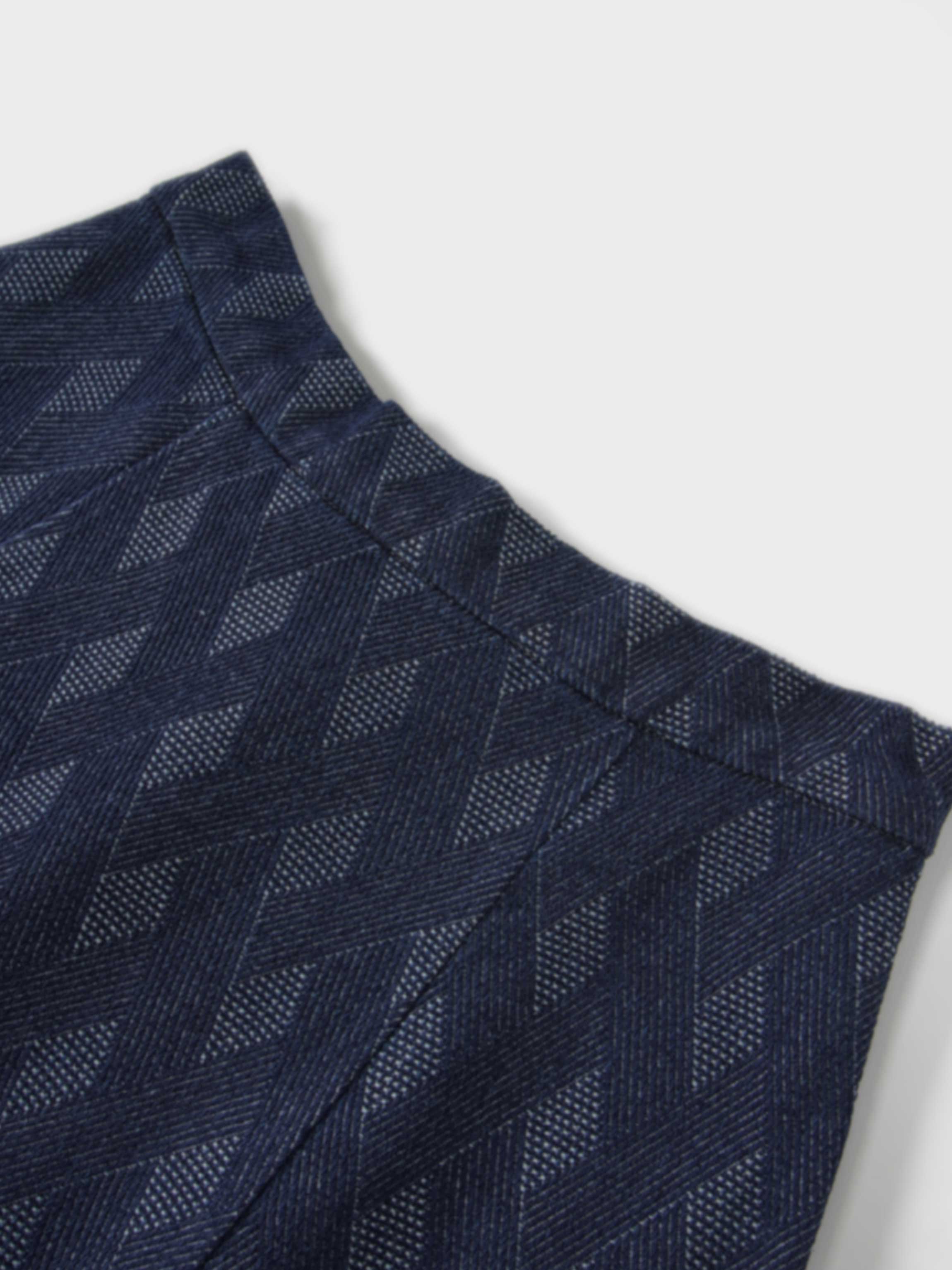 Printed Denim Trumpet Style Skirt-Diamond Weave