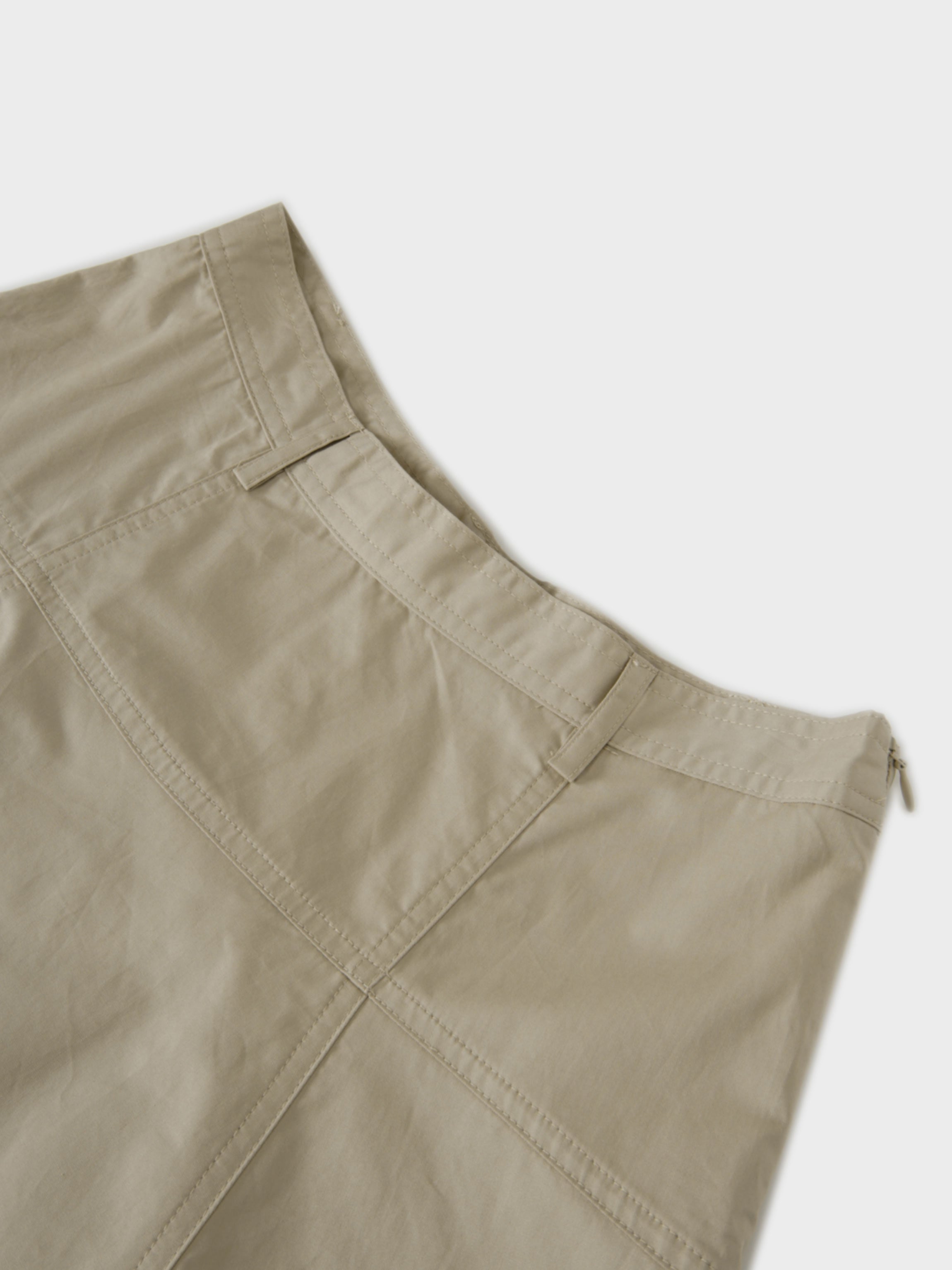 Cotton Yoke Circle Skirt-Tan