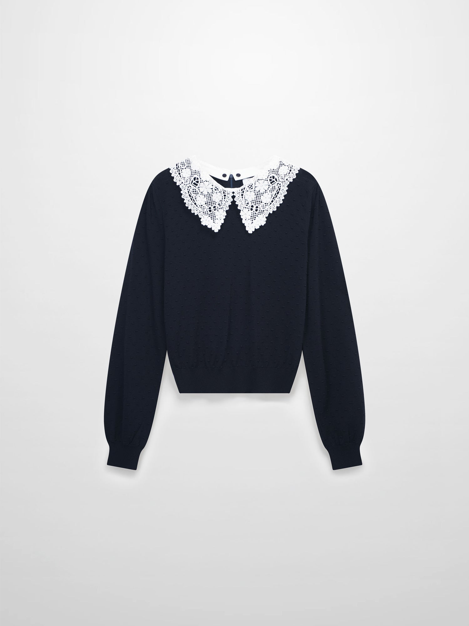 Crew Neck Pebbled Sweater-Navy