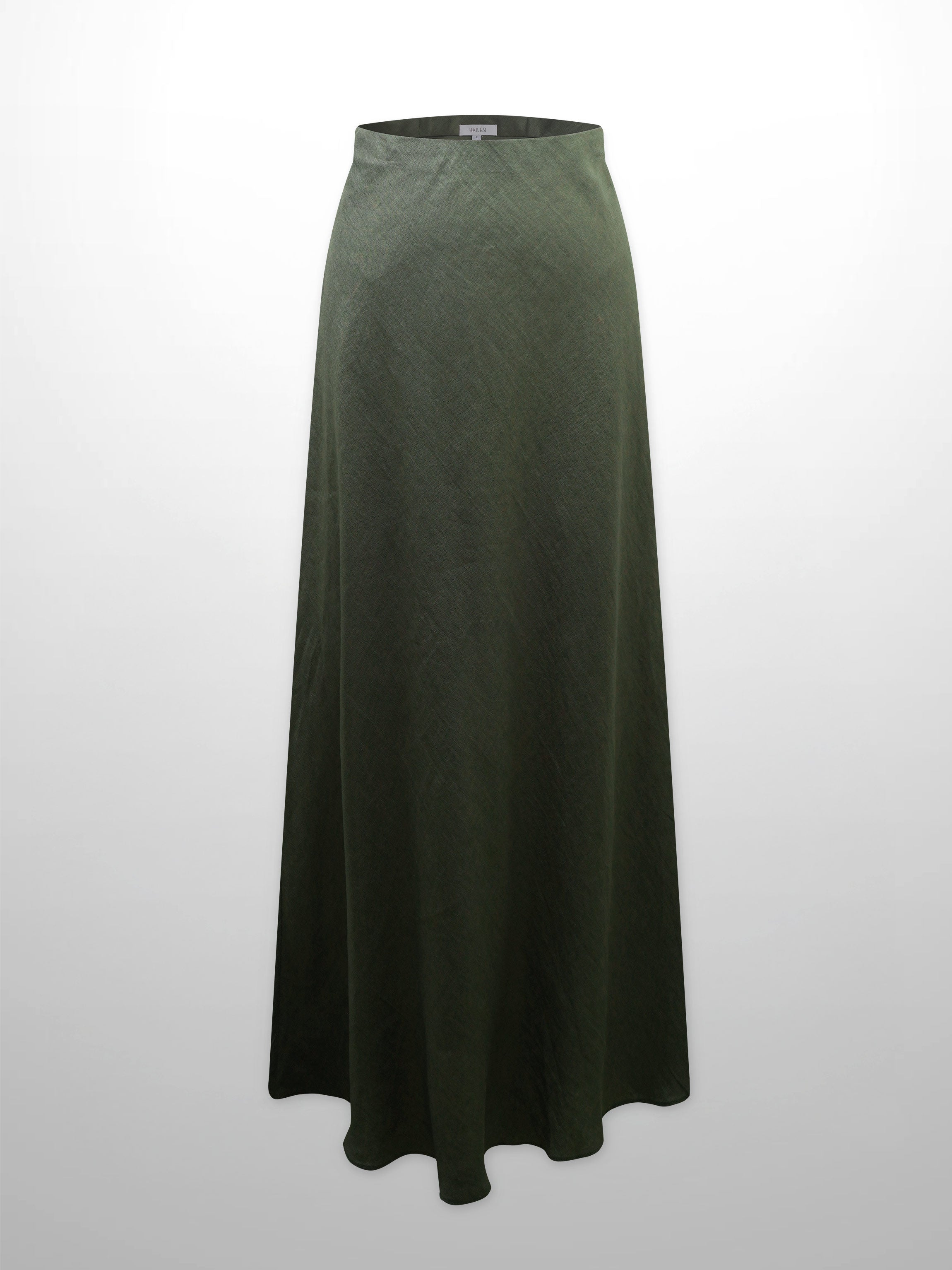 Linen Slip Skirt-Olive Green