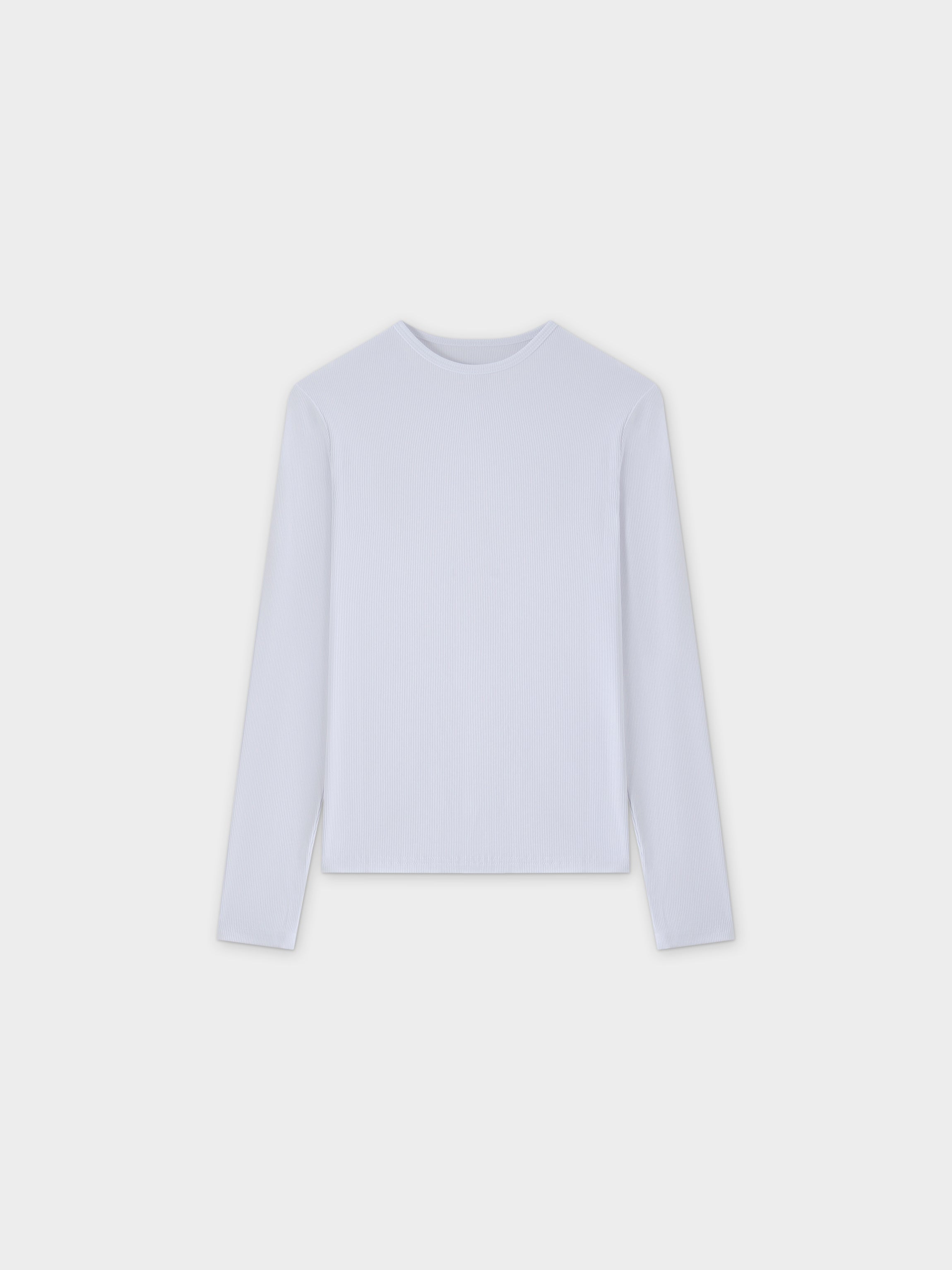 CLASSIC RIBBED CREW TEE LS-WHITE