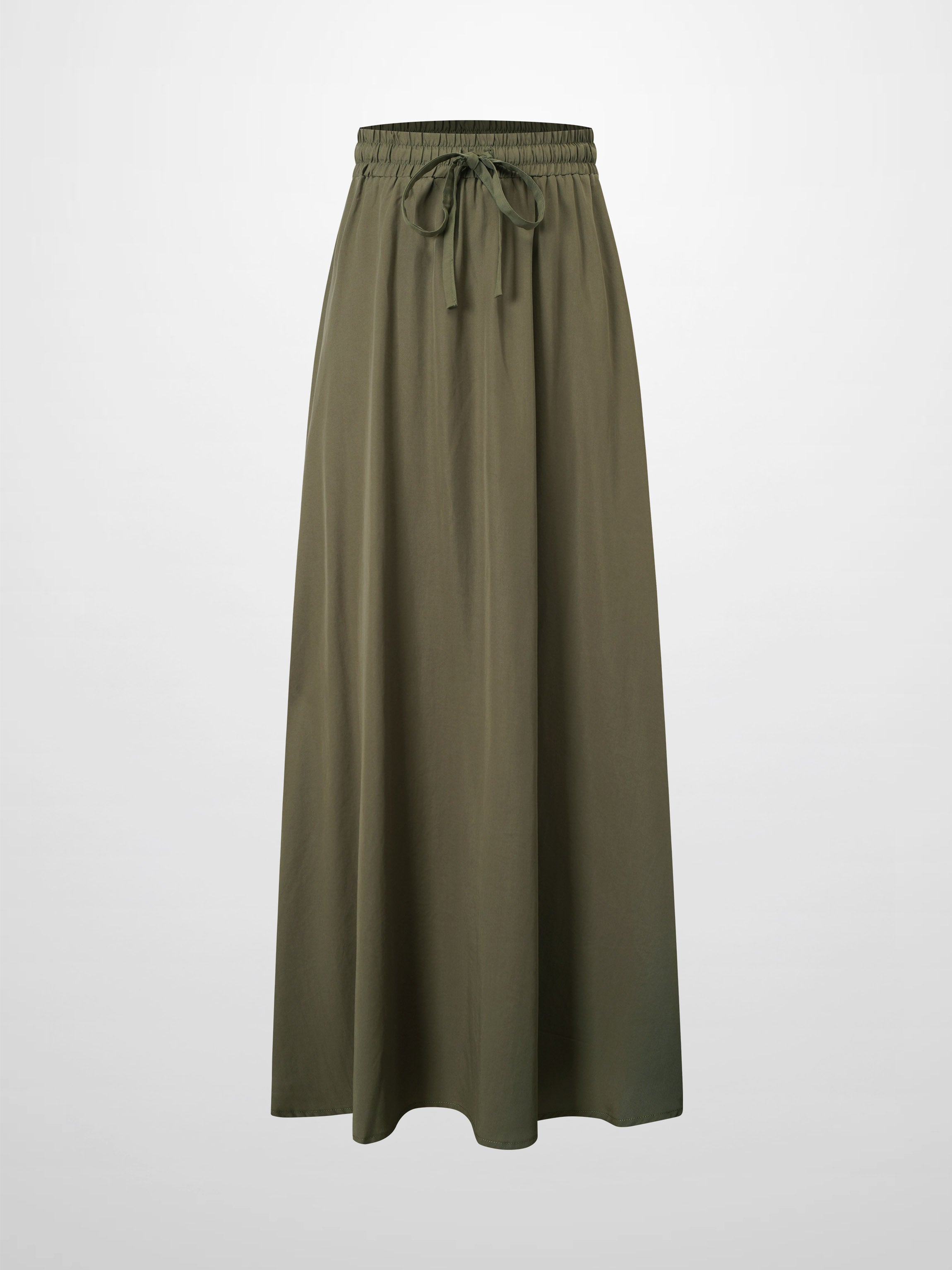 Drawstring Circle Skirt-Olive
