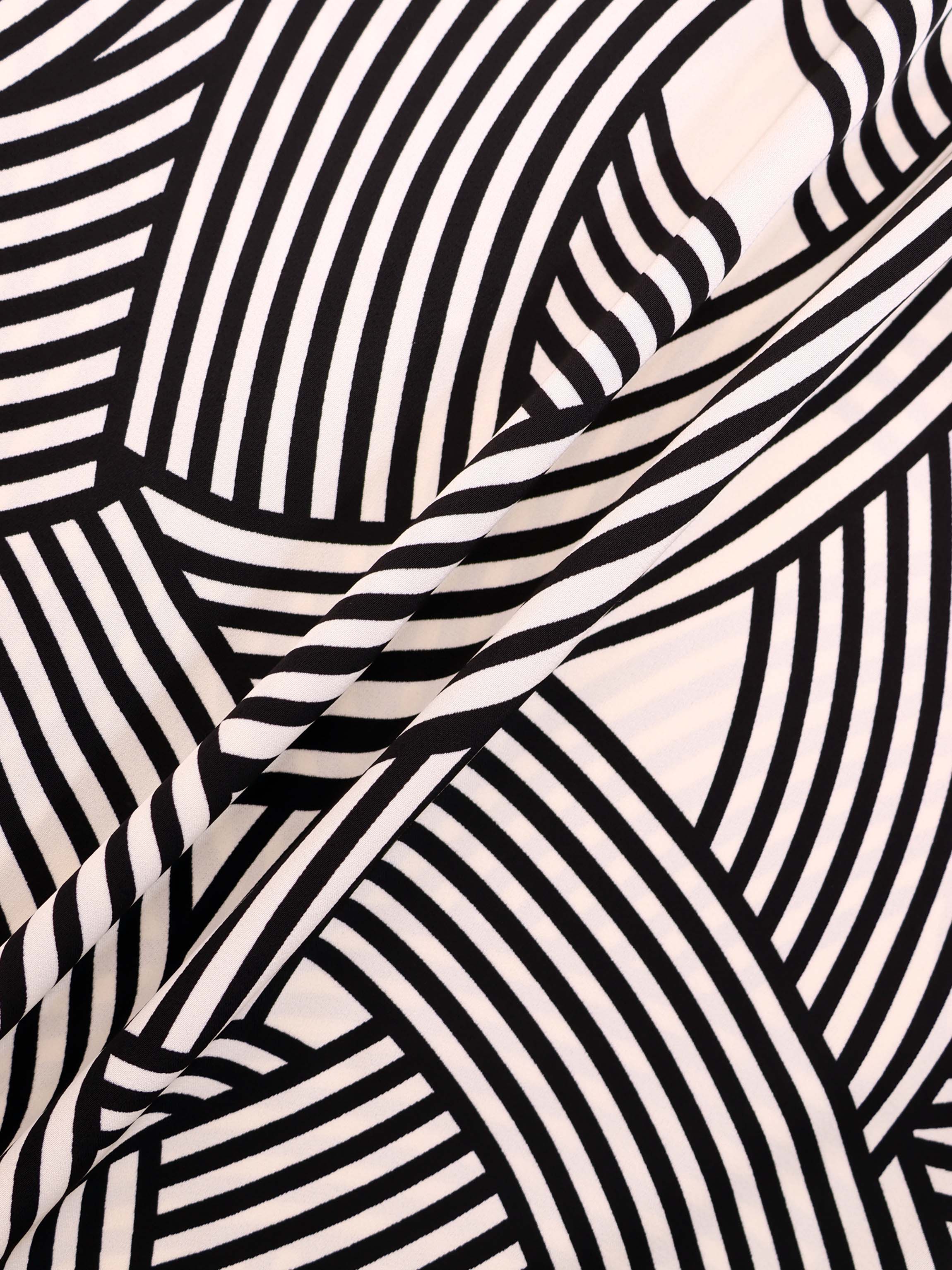 Button Down Print Blouse-Geometric Lines