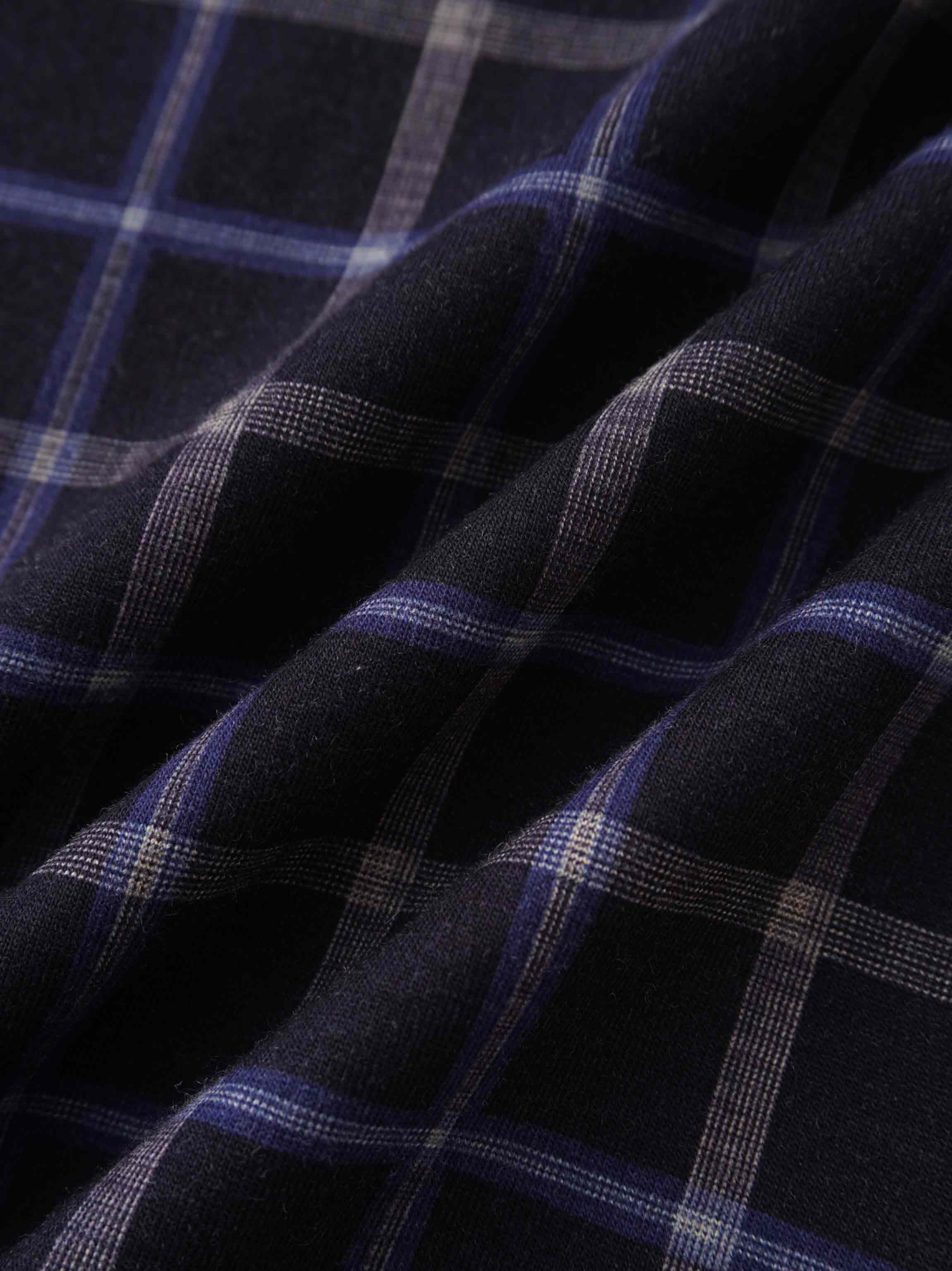 Printed Modal Turtleneck-Blue Plaid