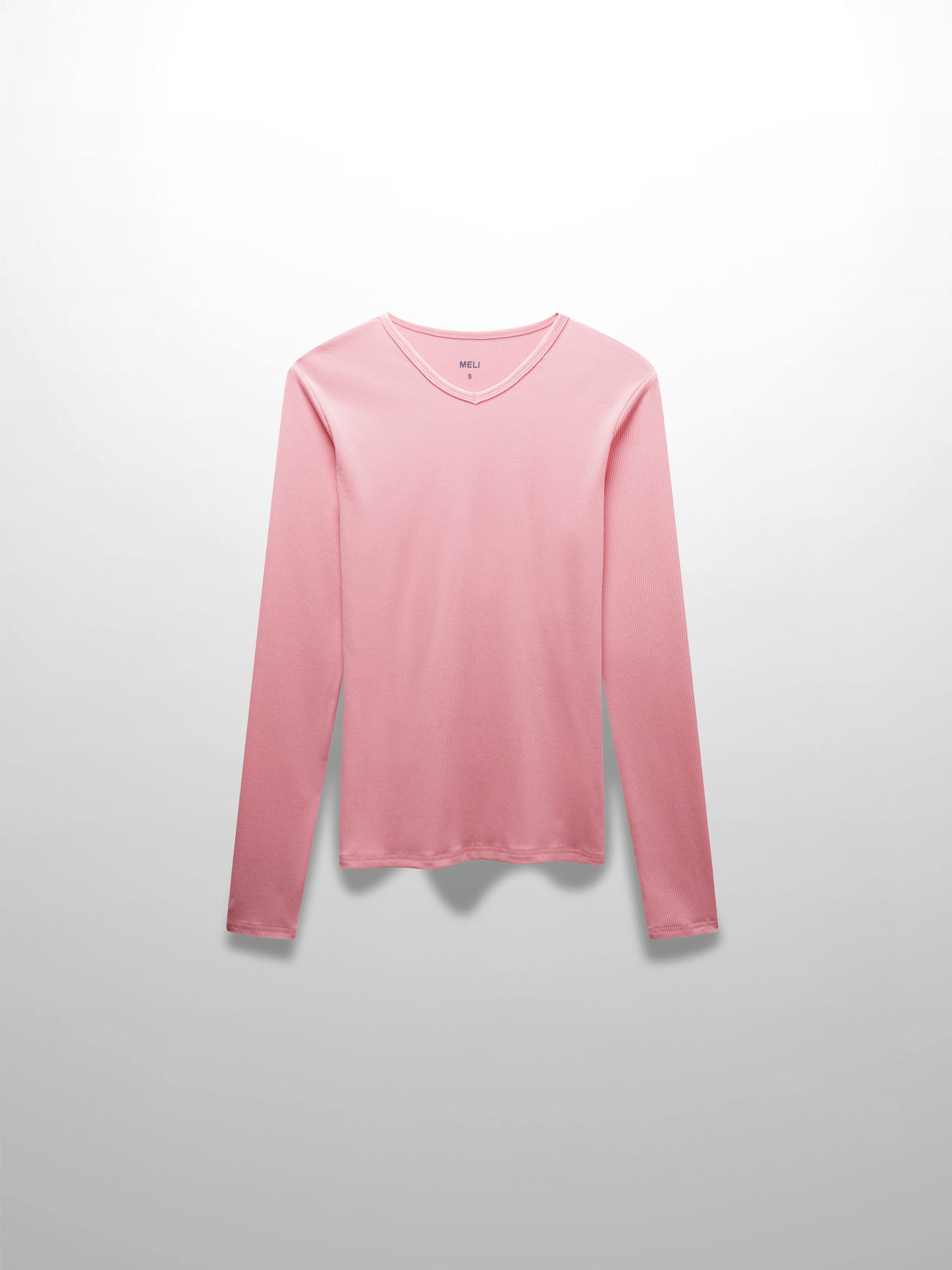 RIBBED HIGH V TEE LS-SO PINK