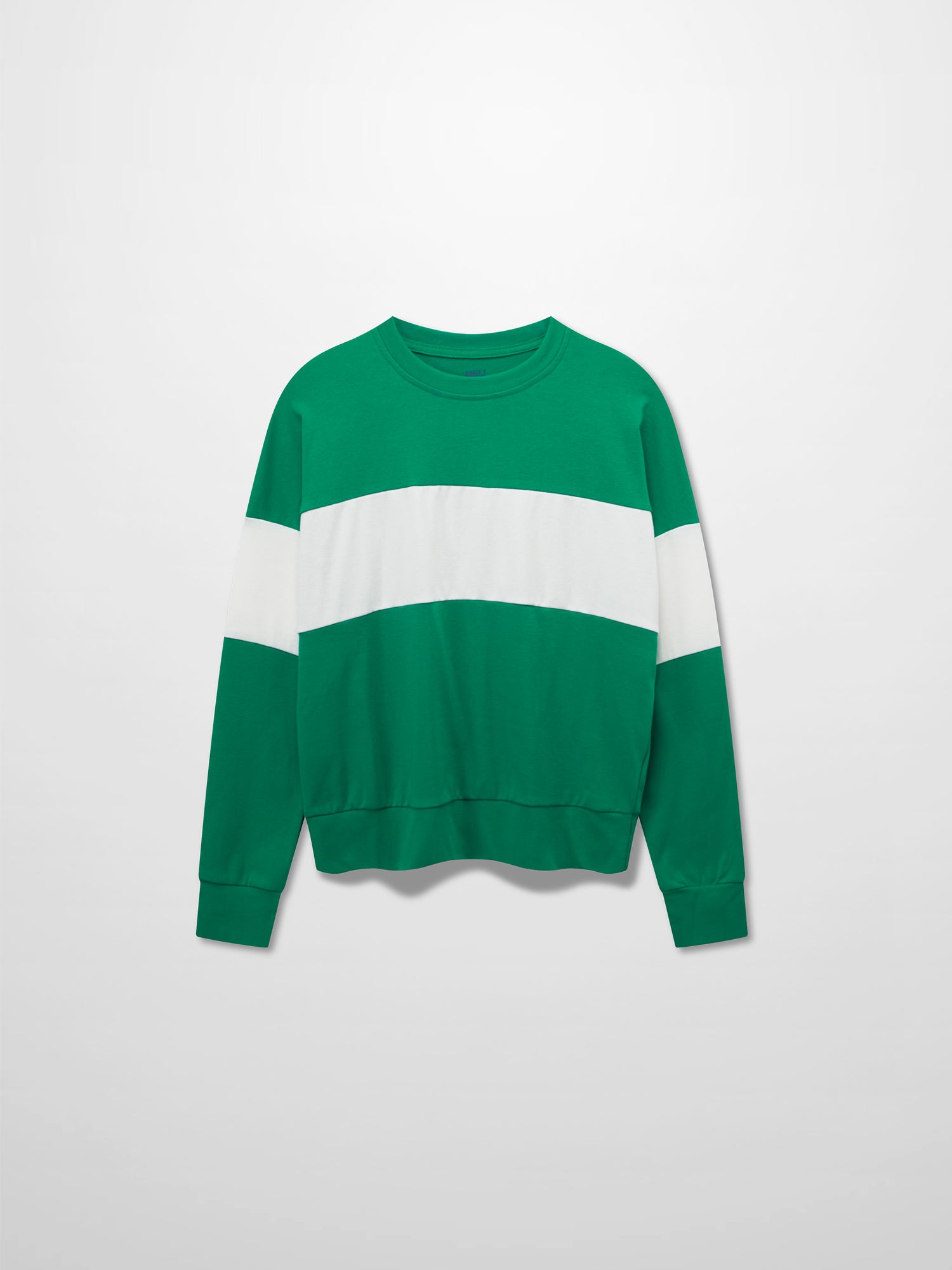 Wide Stripe Bomber Tee-Kelley Green/White