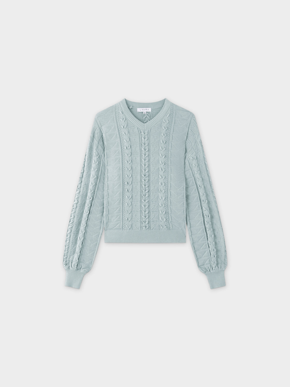Cross Stitch Sweater-Heathered Blue