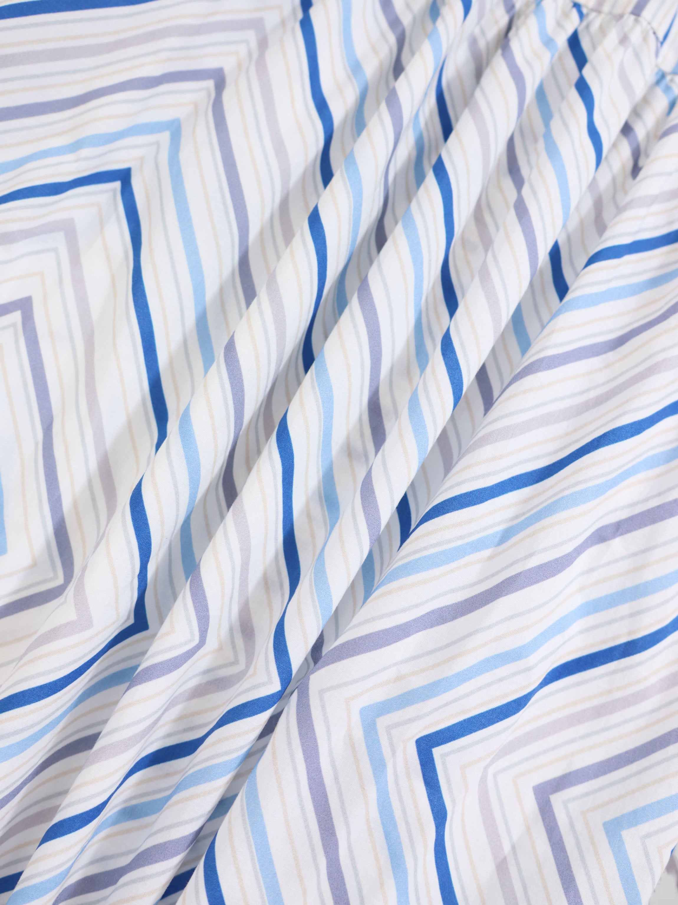 Belted Wide Sleeve Dress-Blue Stripe