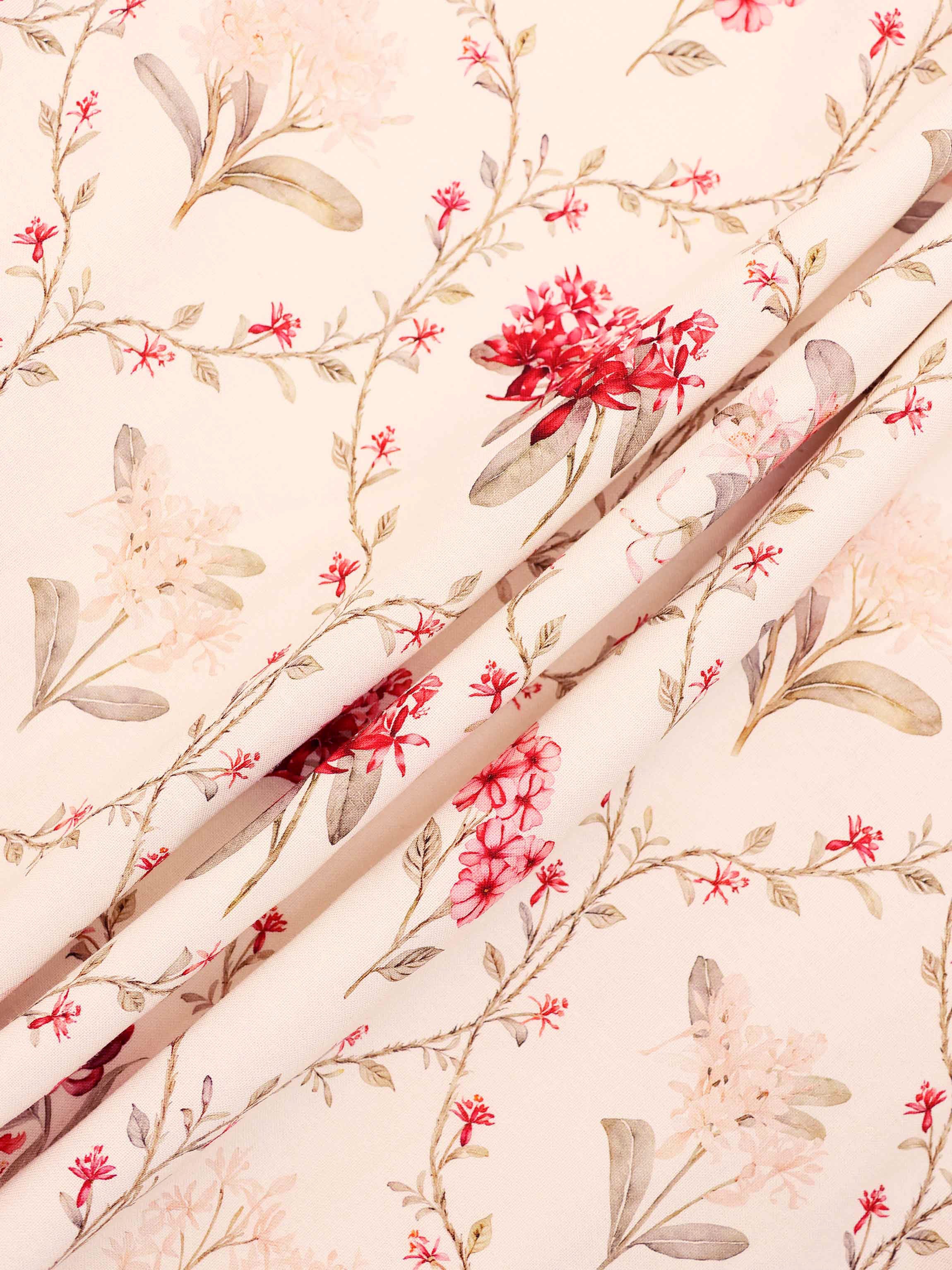 Mock Wrap Edged Detail Skirt-Floral Vines