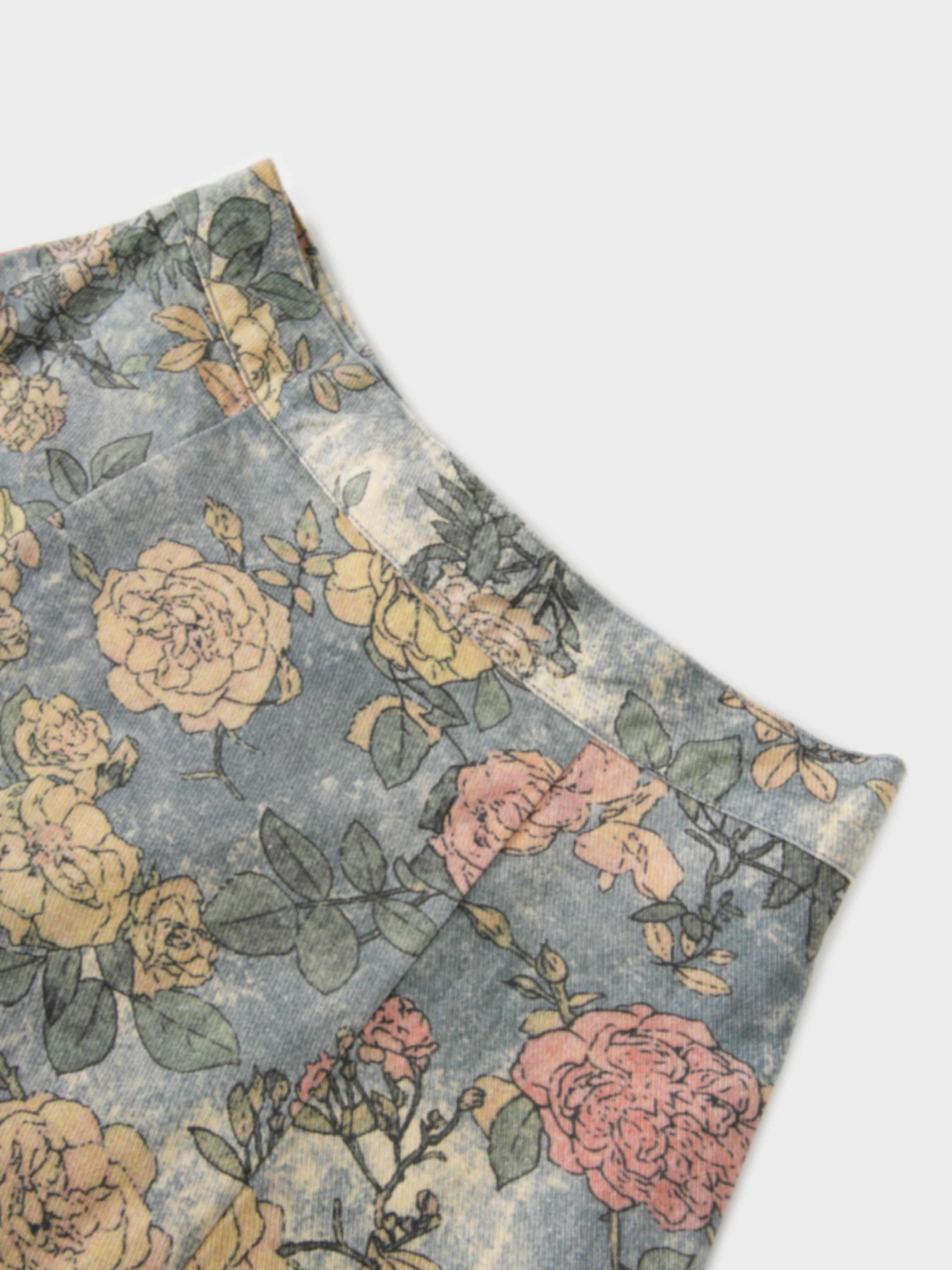 Asymmetrical Panel Skirt-Soft Floral