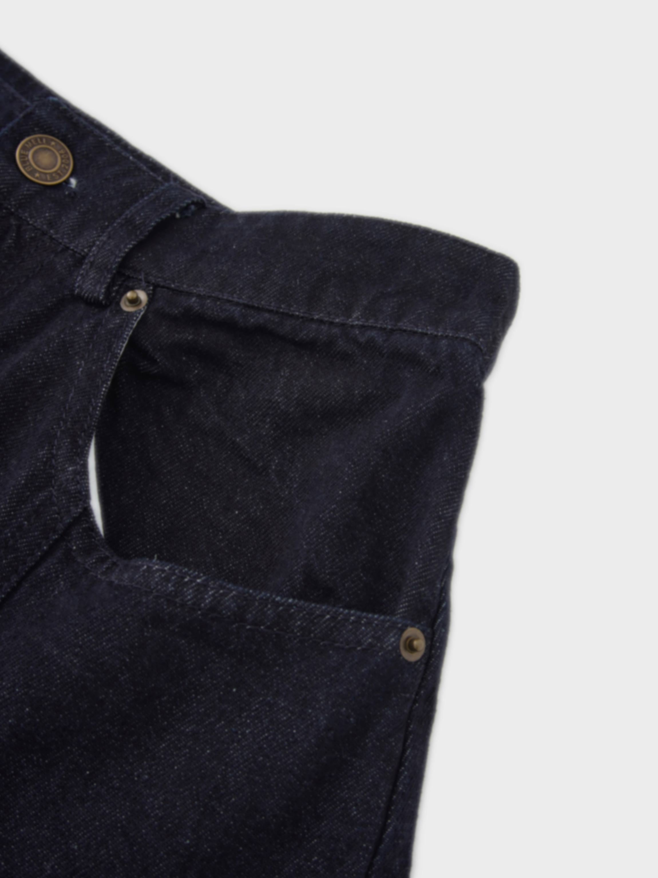 Seamed Full Denim Skirt-Dark Blue