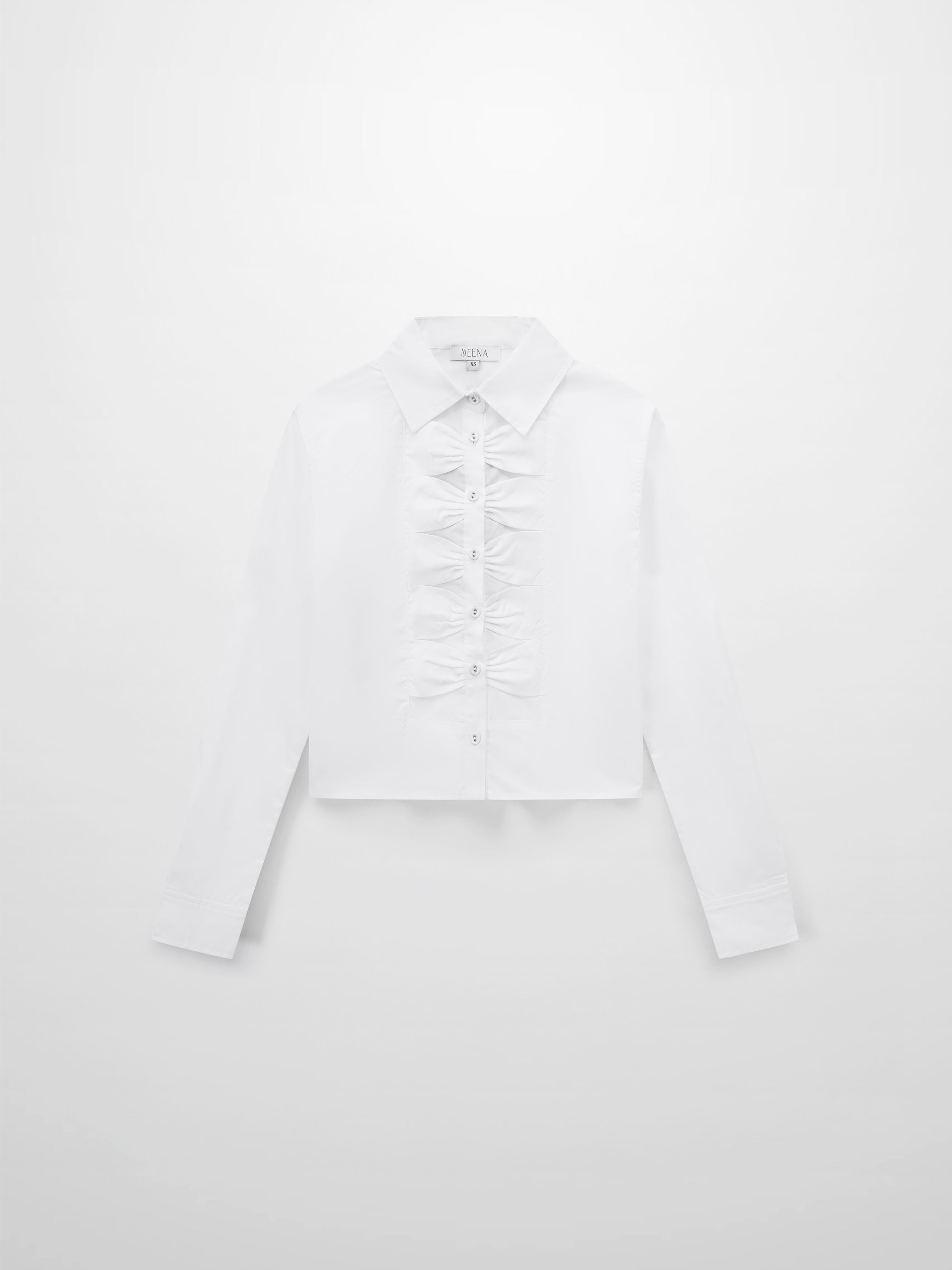 Bow Front Crop Blouse-White