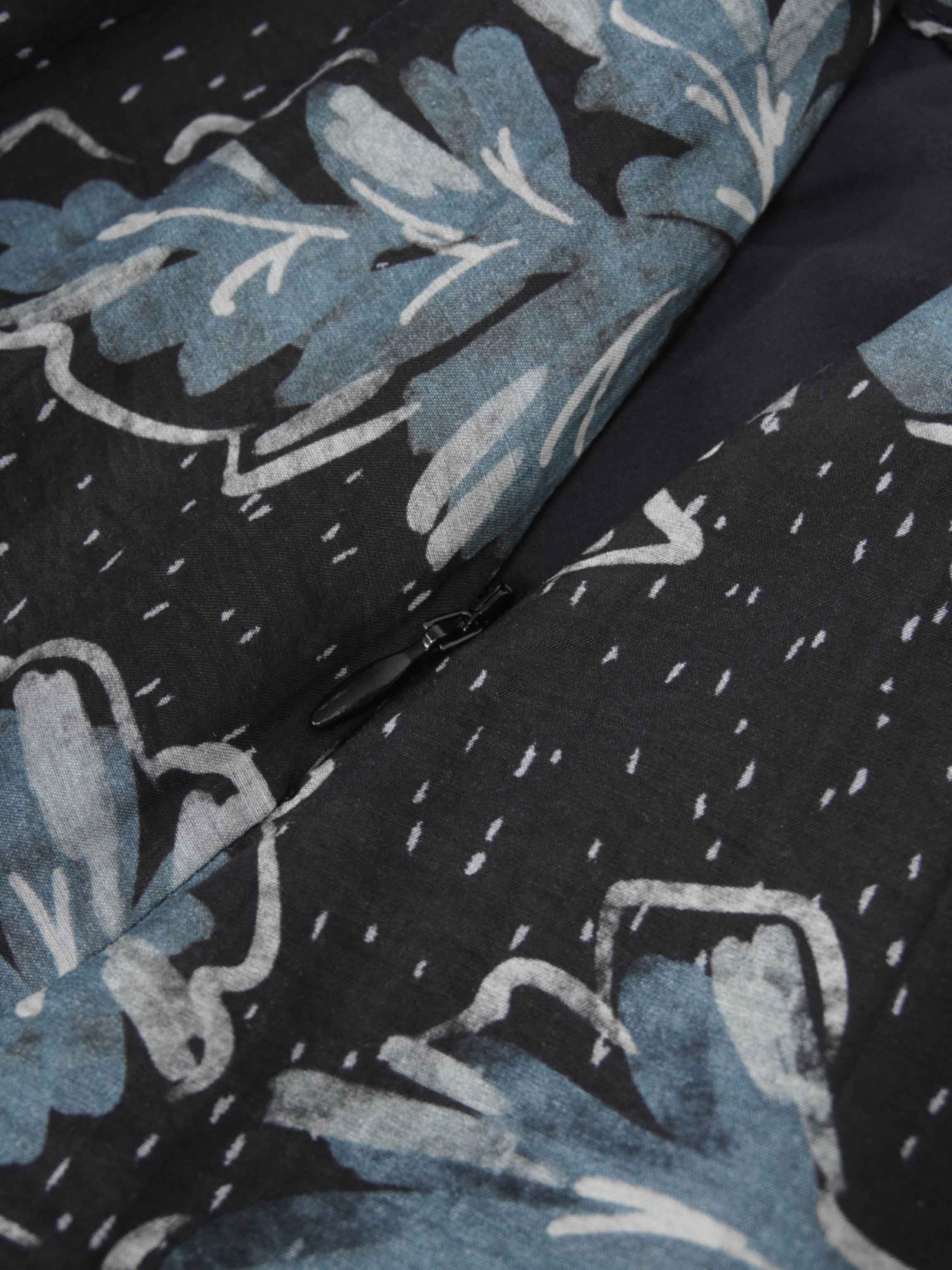 Gathered Overlay Skirt-Blue Floral