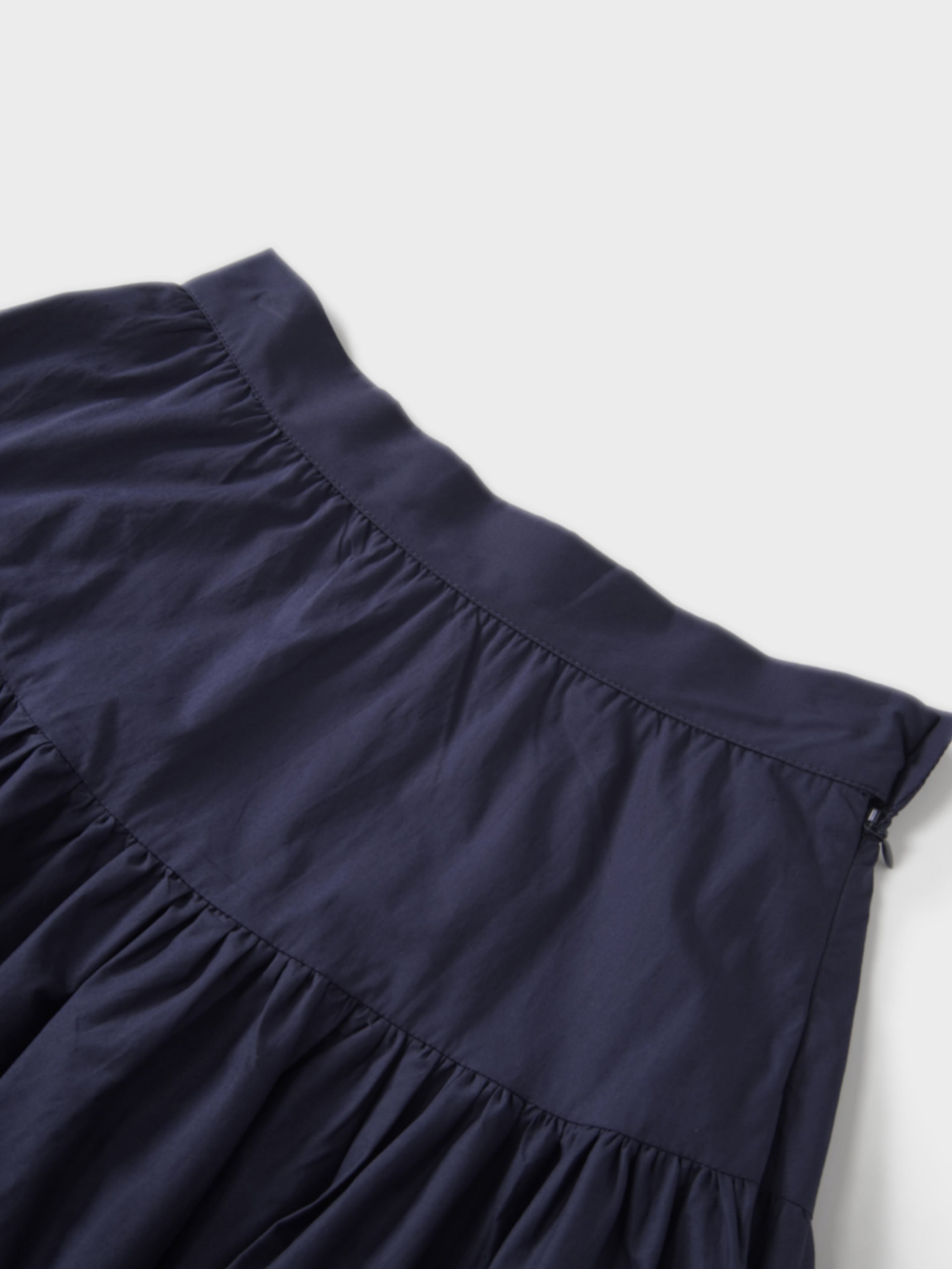 Border Cut Out Yoke Skirt-Navy Blue