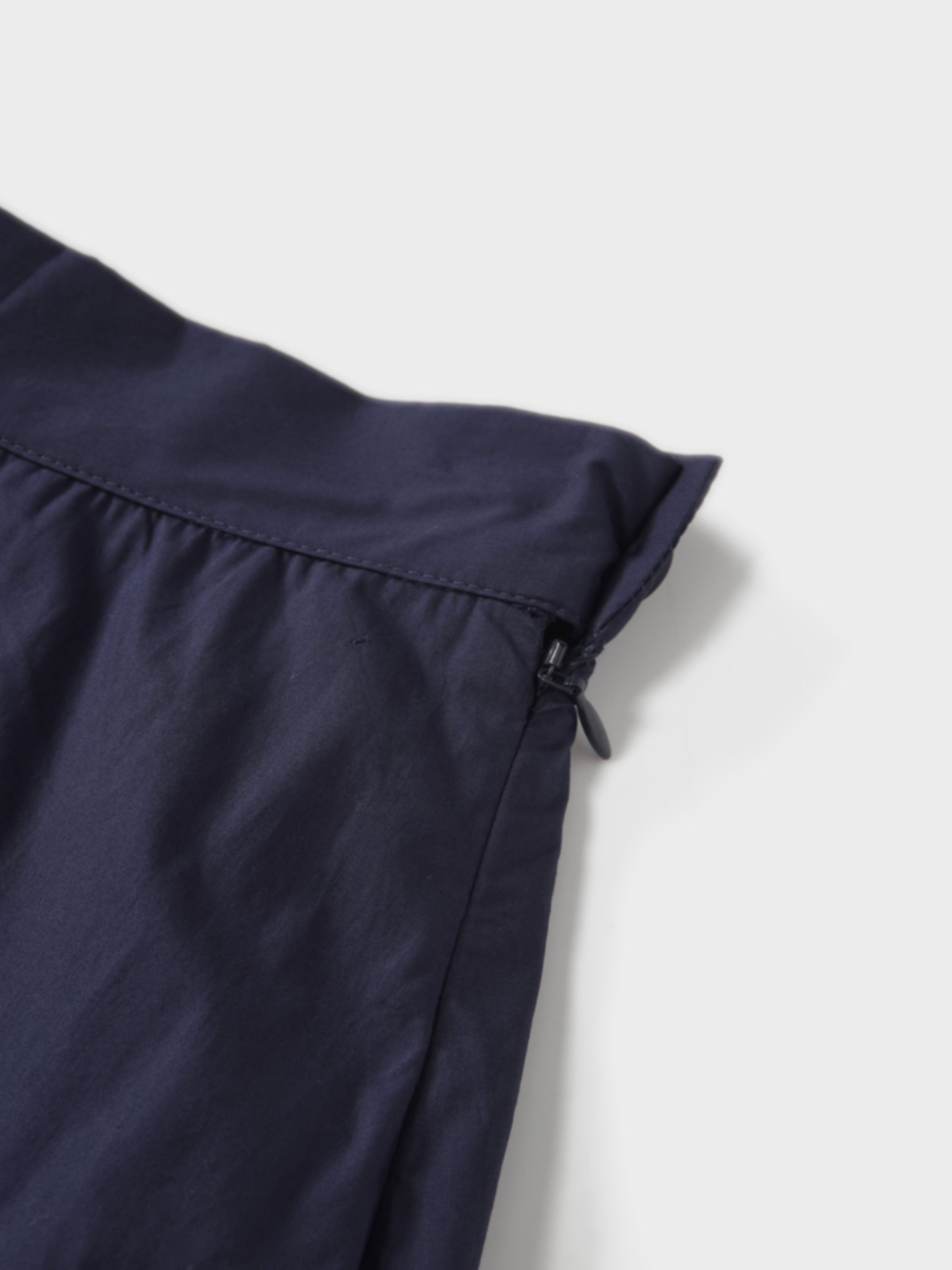 Border Cut Out Yoke Skirt-Navy Blue