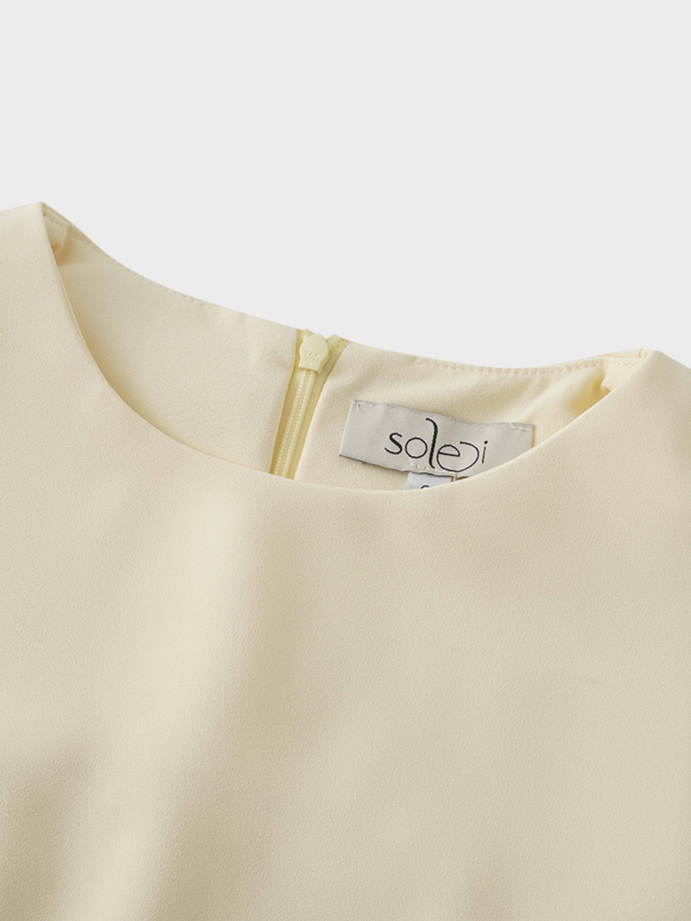 Faux Satin Crew Neck Slip Dress-Champagne