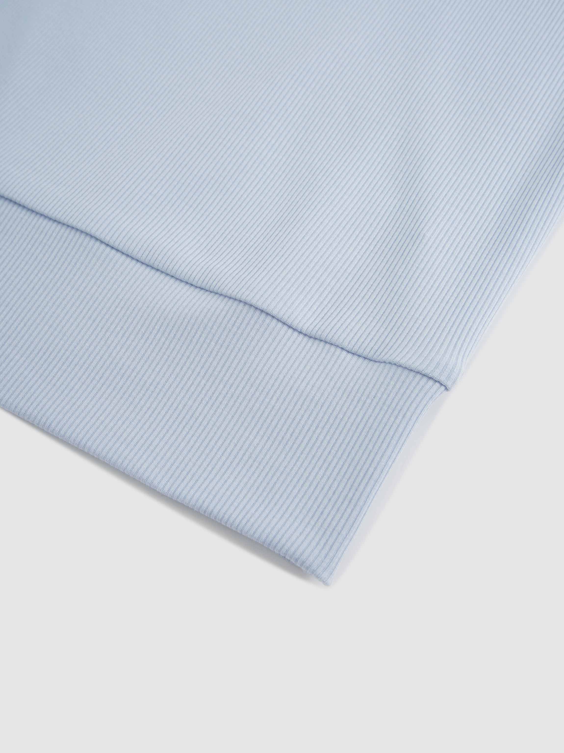 Ribbed Crew Bomber-Light Blue