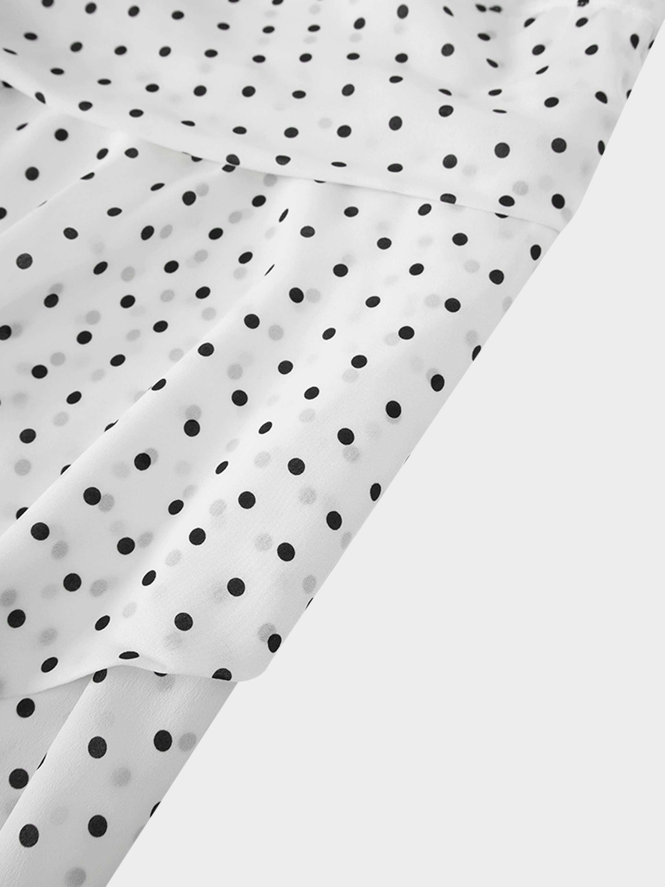 Gathered Overlay Skirt-White and Black Polka Dot